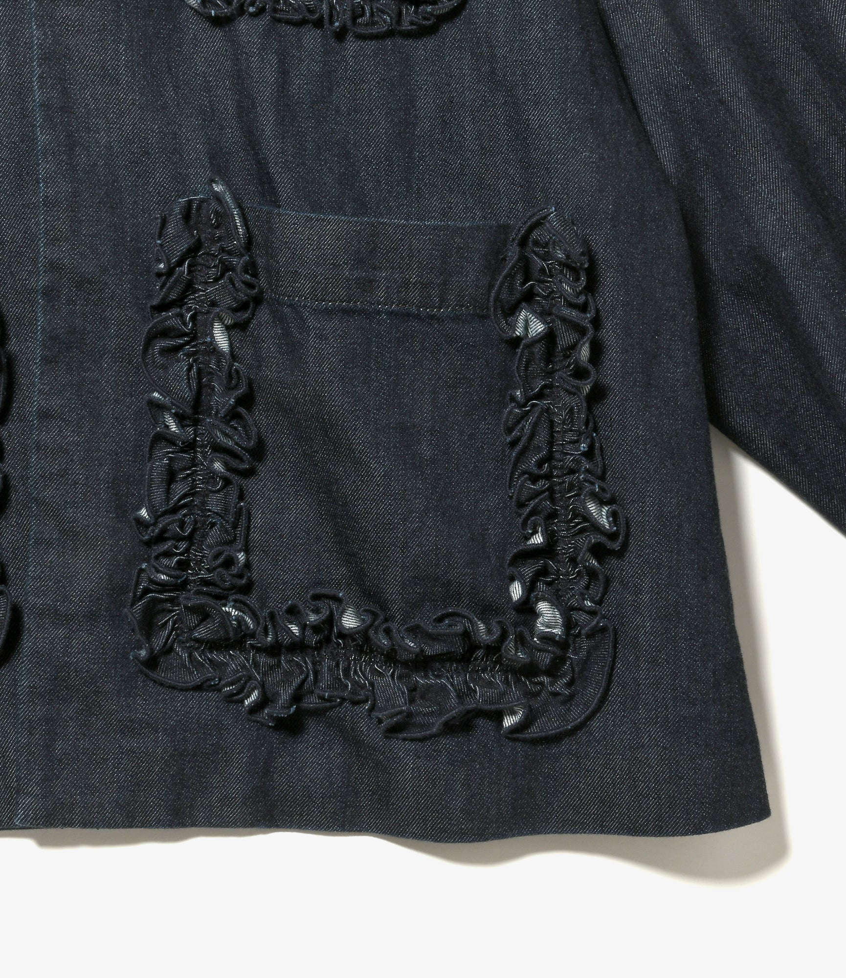 Women's Frill Pockets Coveralls - Indigo - Denim - Image 3