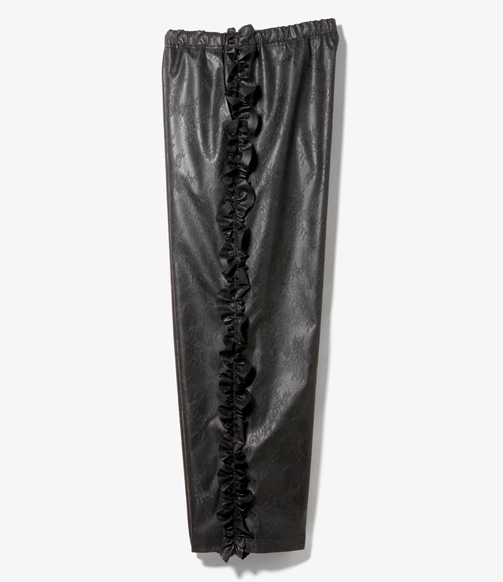 Women's Frill Side Flare Pant - Black - Synthetic Leather - Image 3
