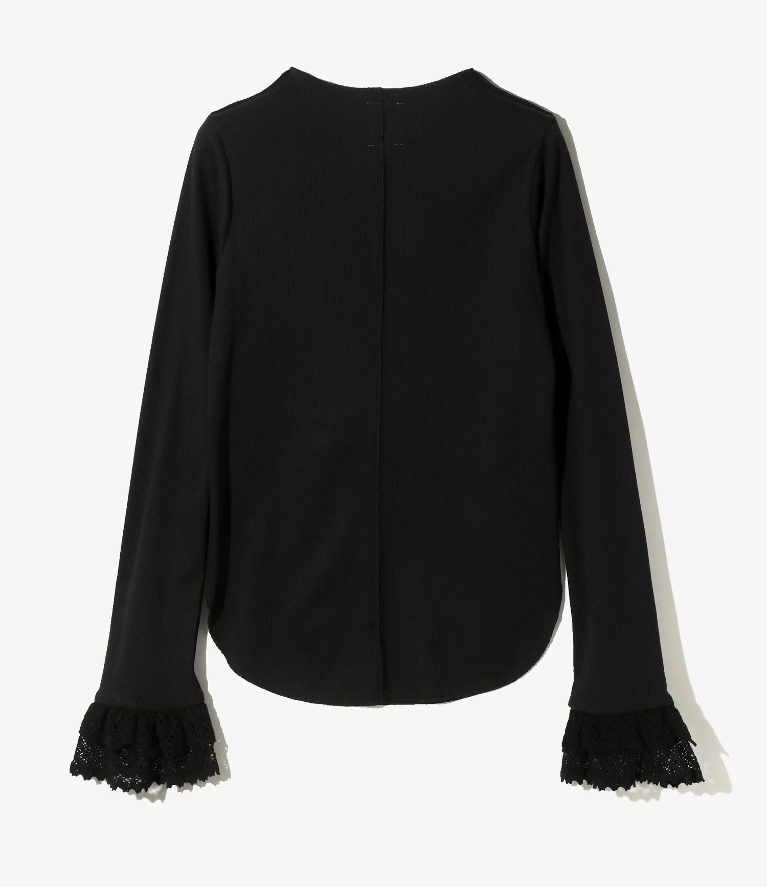 Women's Ribbed Lace Cuff Pullover Tee - Black - Image 3
