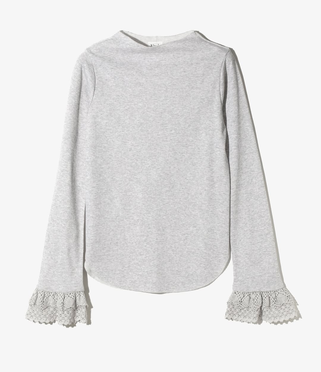 Women's Ribbed Lace Cuff Pullover Tee - H.Grey