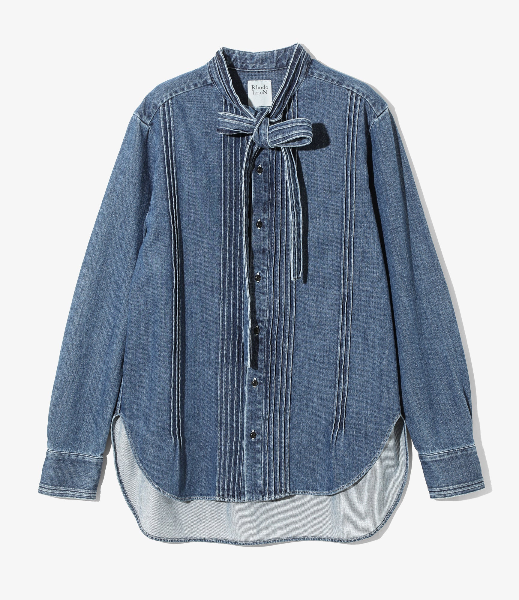 Ribbon Tie Blouse - Indigo - Denim