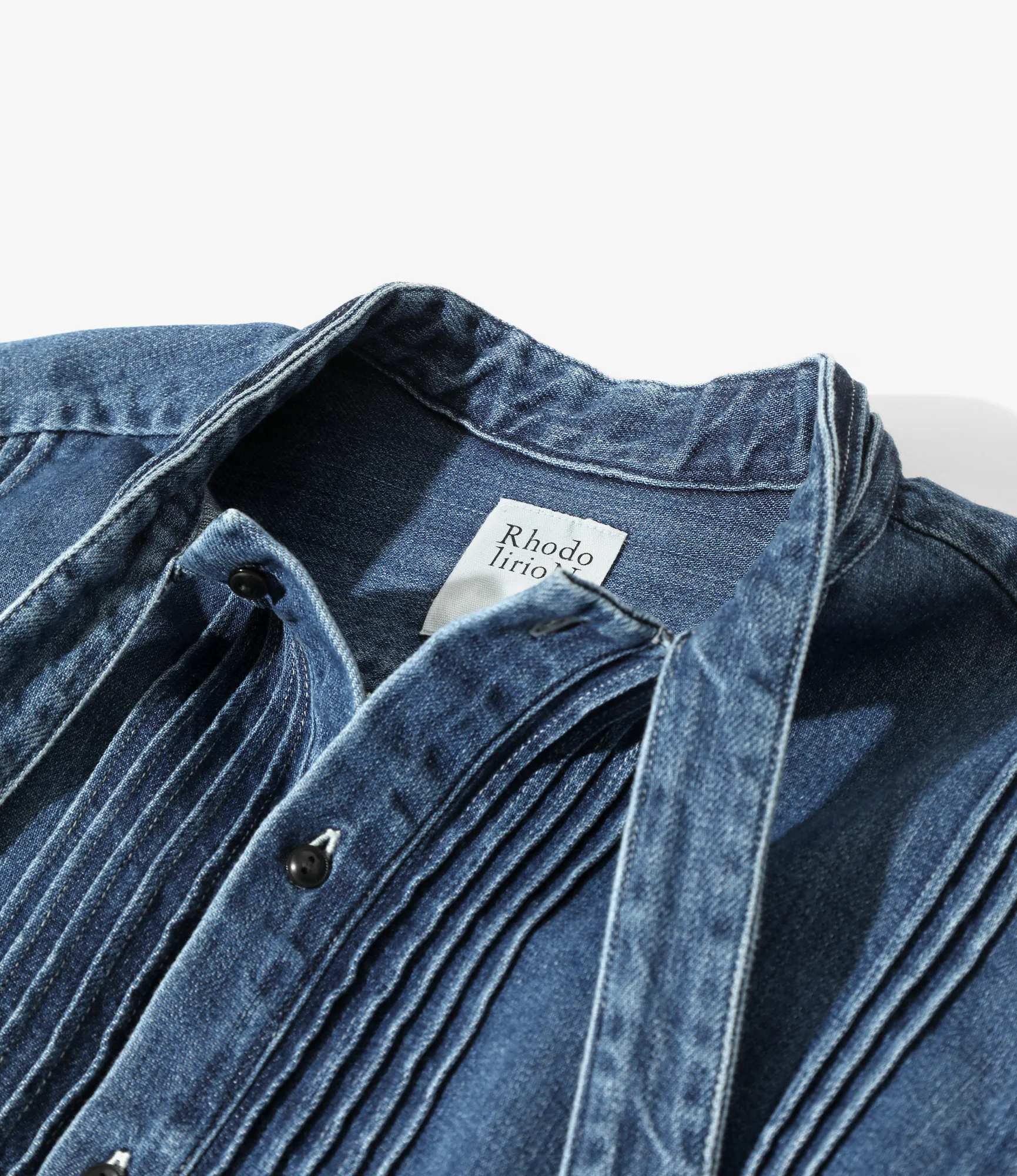 Ribbon Tie Blouse - Indigo - Denim - Image 2
