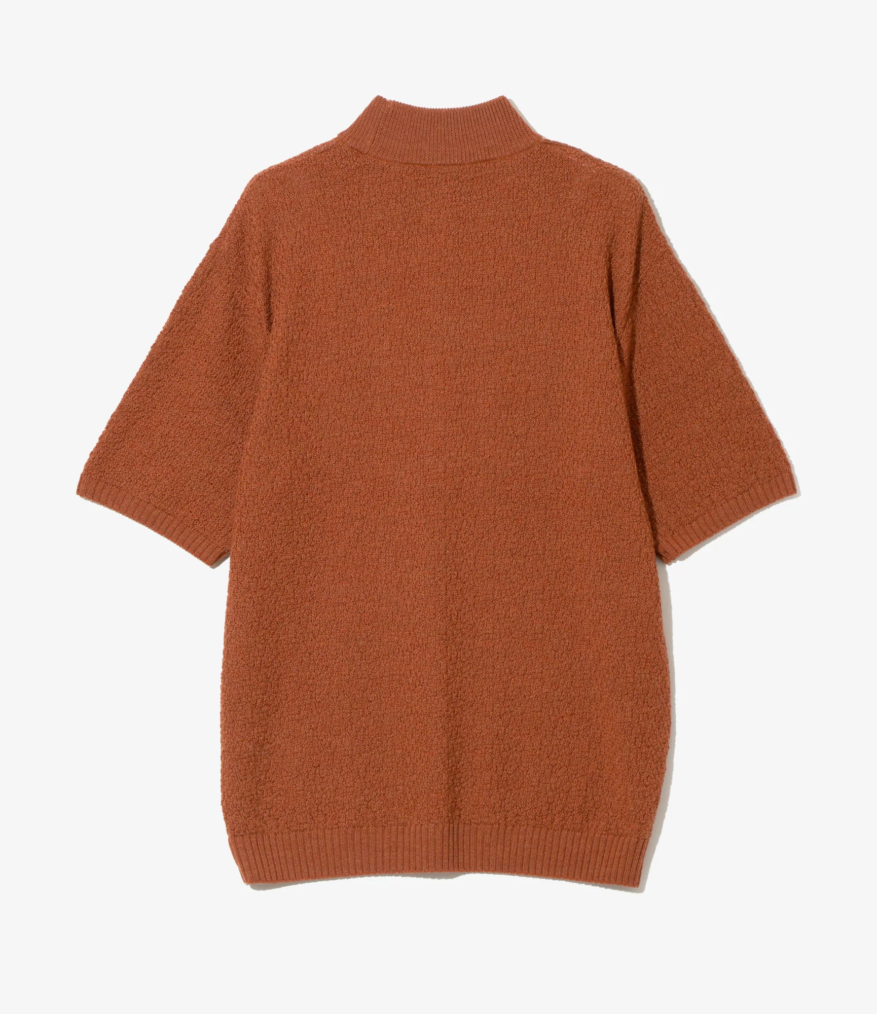 S/S Mock Neck Sweater - Rust - Merino Wool Knit - Image 3