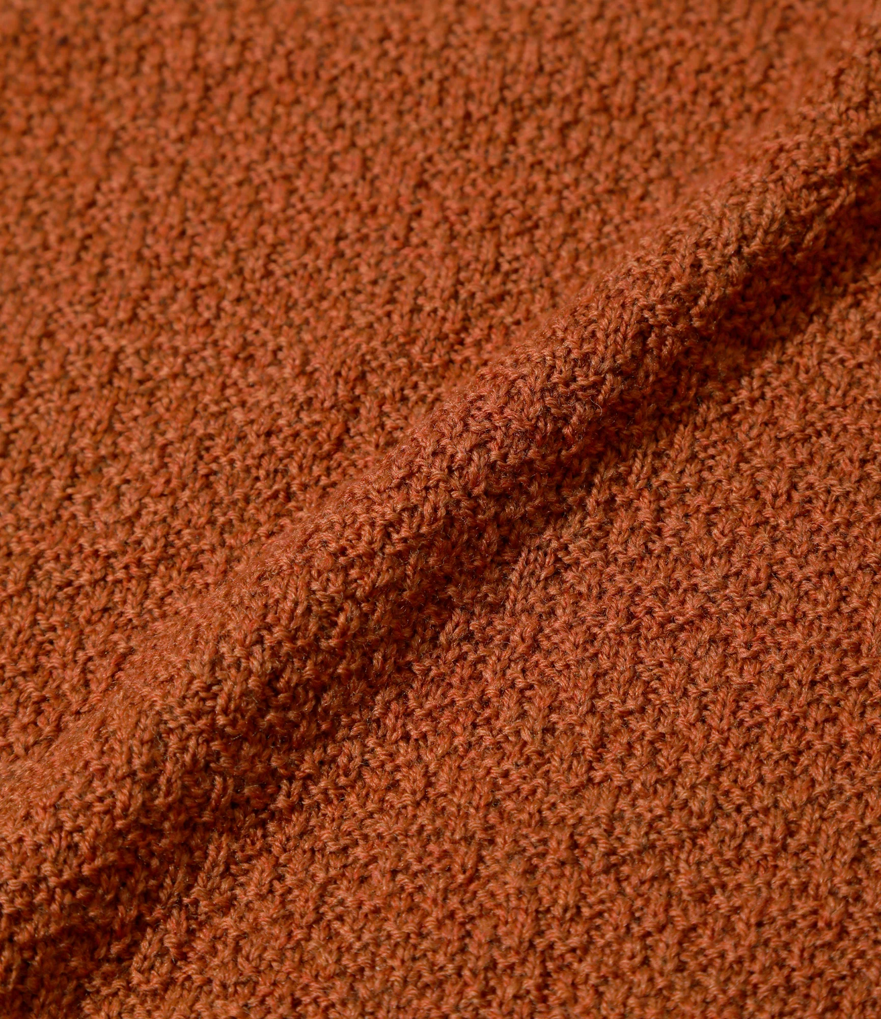 S/S Mock Neck Sweater - Rust - Merino Wool Knit - Image 4