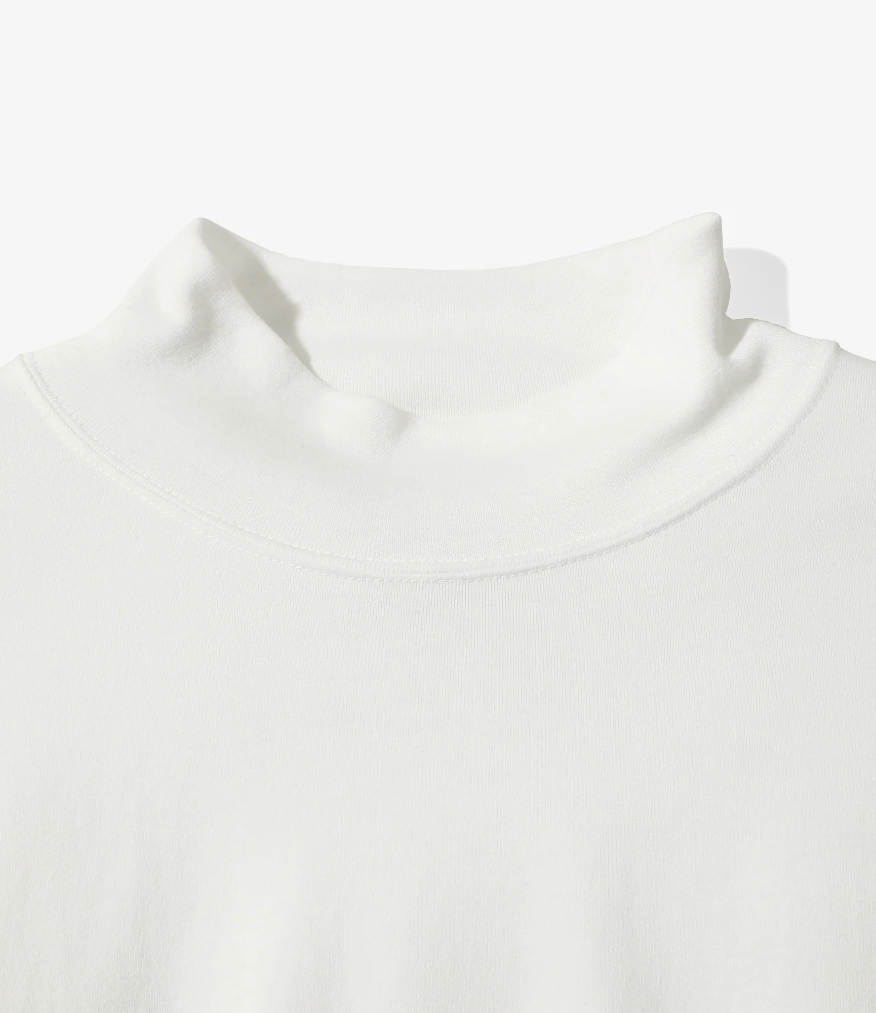 S/S Mock Neck Tee - White - Poly Jersey - Image 2