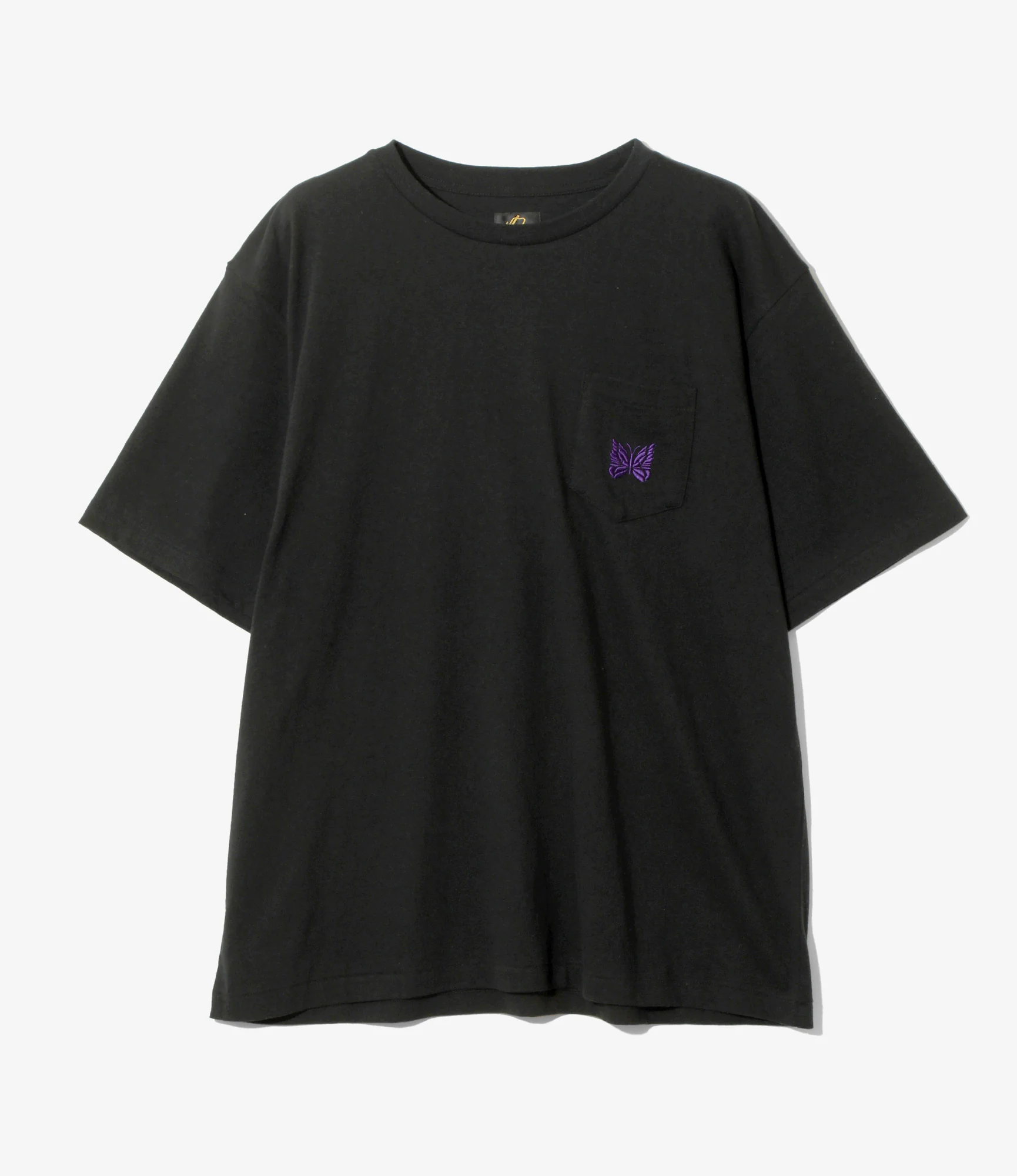 S/S Papillon Emb. Pocket Tee - Black - Cotton Jersey
