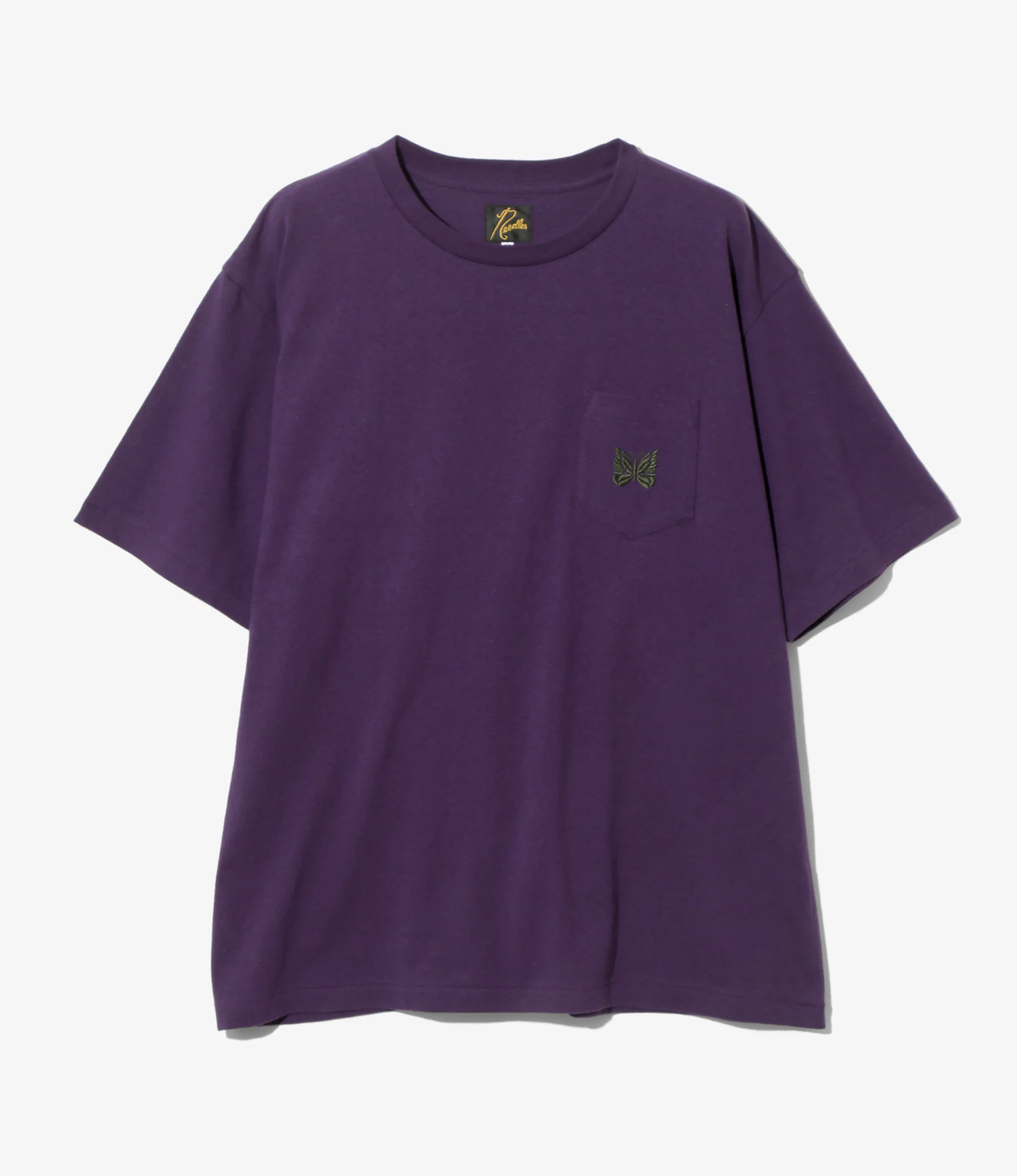 S/S Papillon Emb. Pocket Tee - Purple - Cotton Jersey