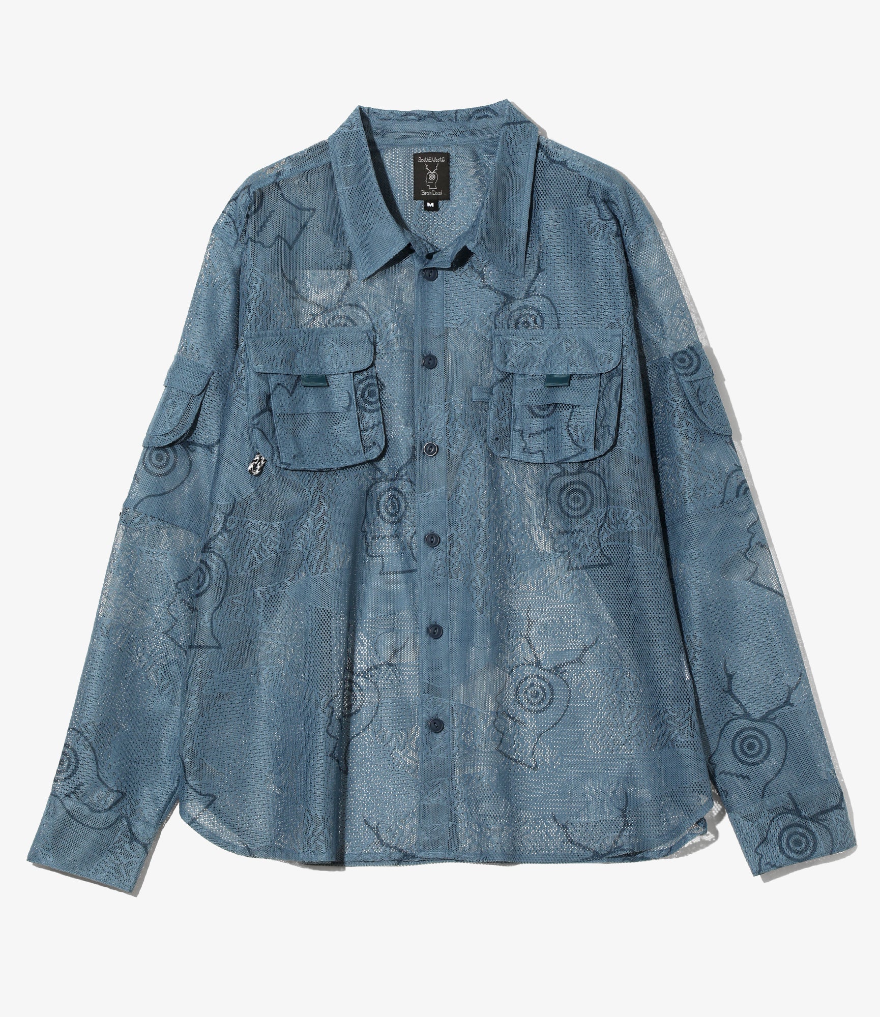 S2W8 x Brain Dead - Engineered Mesh Fishing Button Up Shirt - Slate