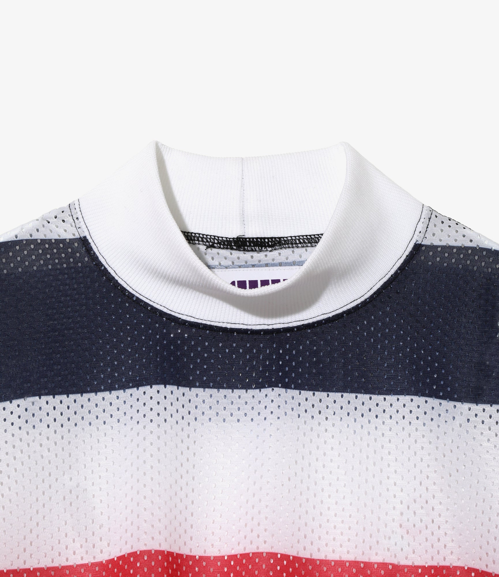 L/S Mock Neck Tee - Tricolour - Stripe Mesh - Image 2