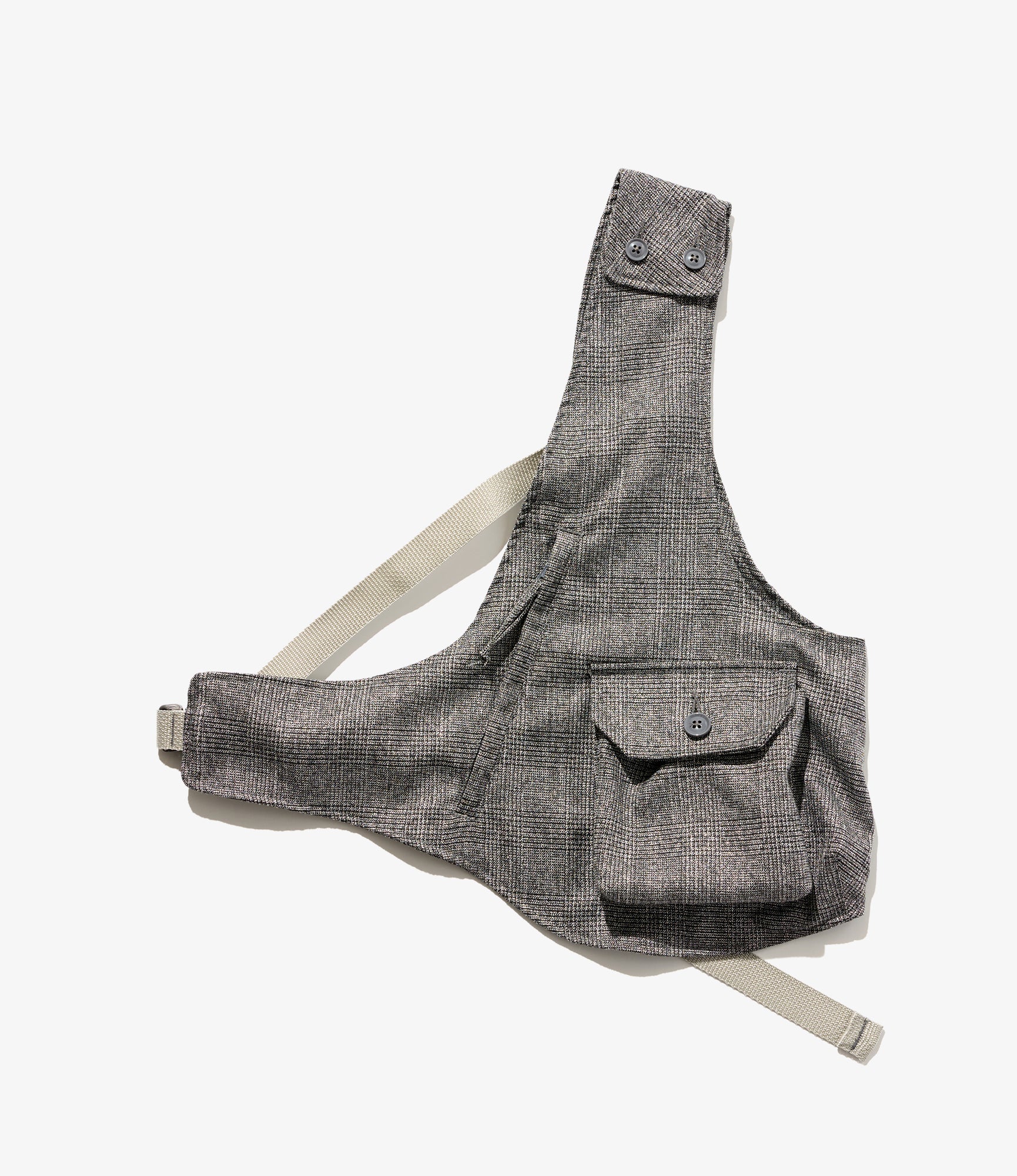 Shoulder Vest - Dk. Grey Polyester Lurex Glen Plaid
