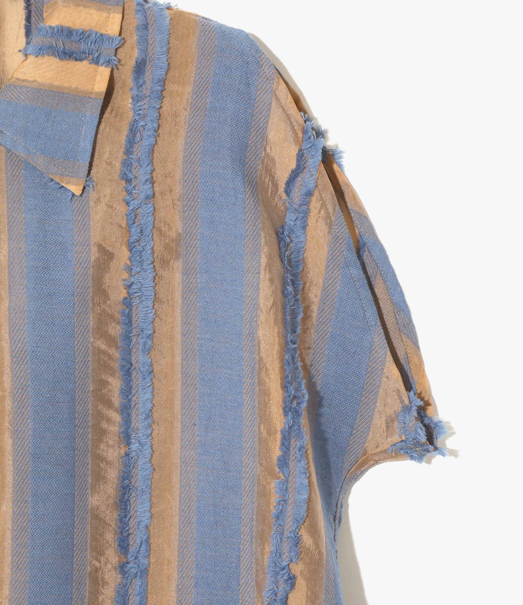 Sleeveless Dress - Beige/Blue - Stripe Cut Jacquard - Image 3