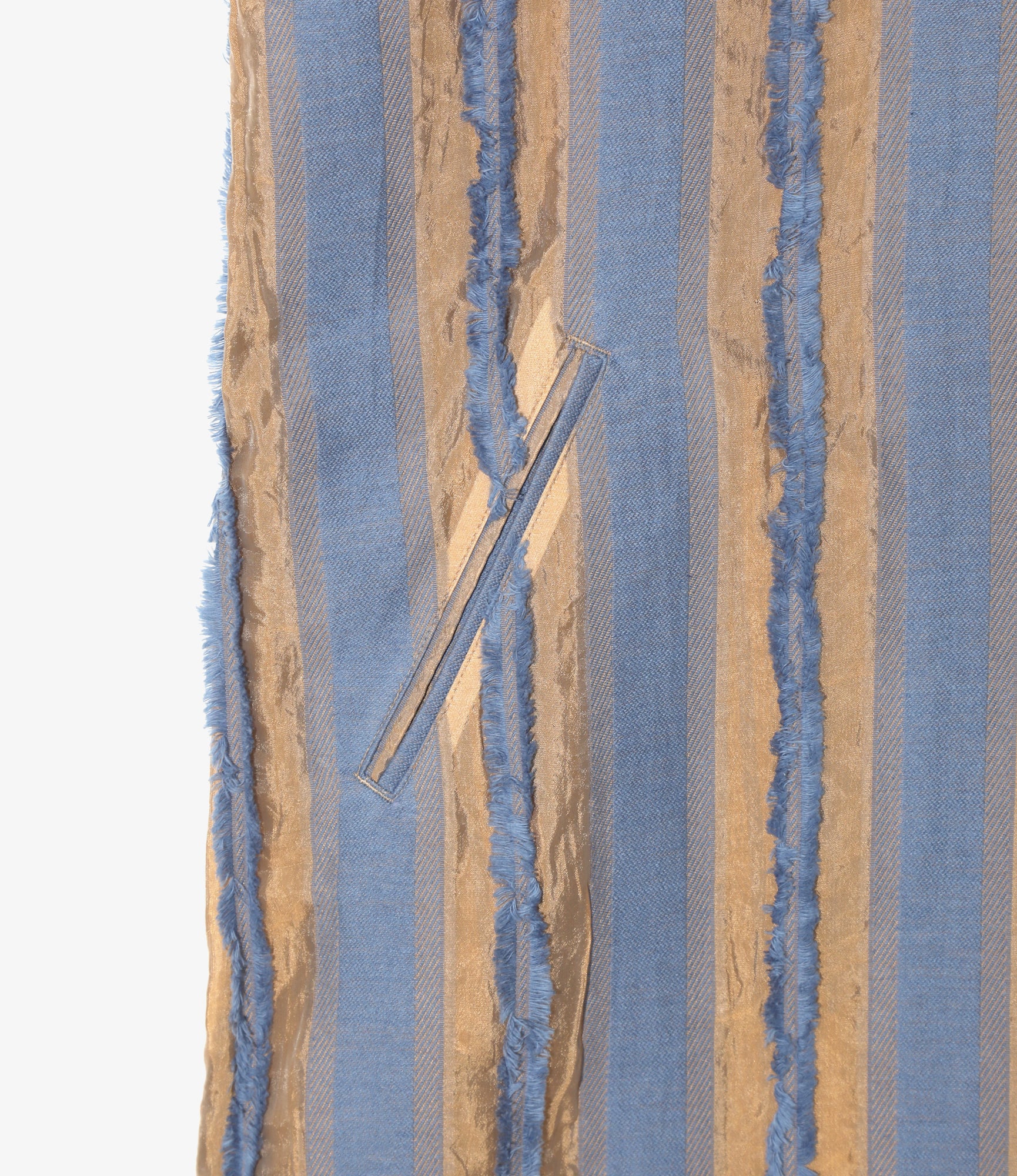 Sleeveless Dress - Beige/Blue - Stripe Cut Jacquard - Image 4