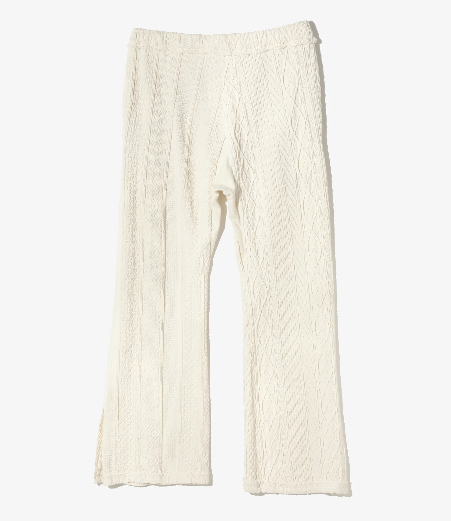 Slit Flare Pants - Natural - Aran Pattern Jersey - Image 4