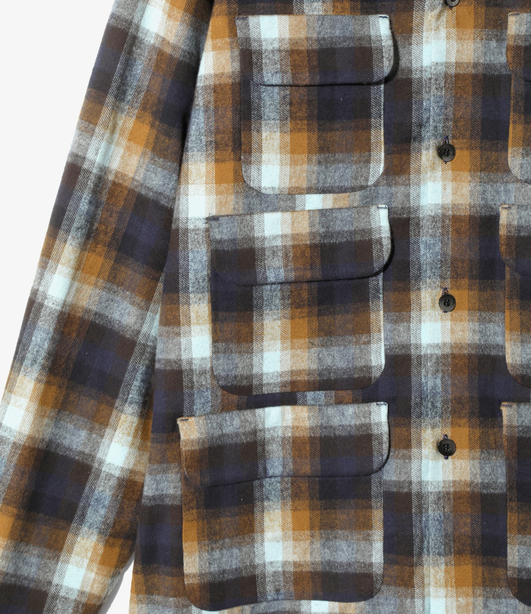 6 Pocket Shirt - Blue - Cotton Plaid - Image 3