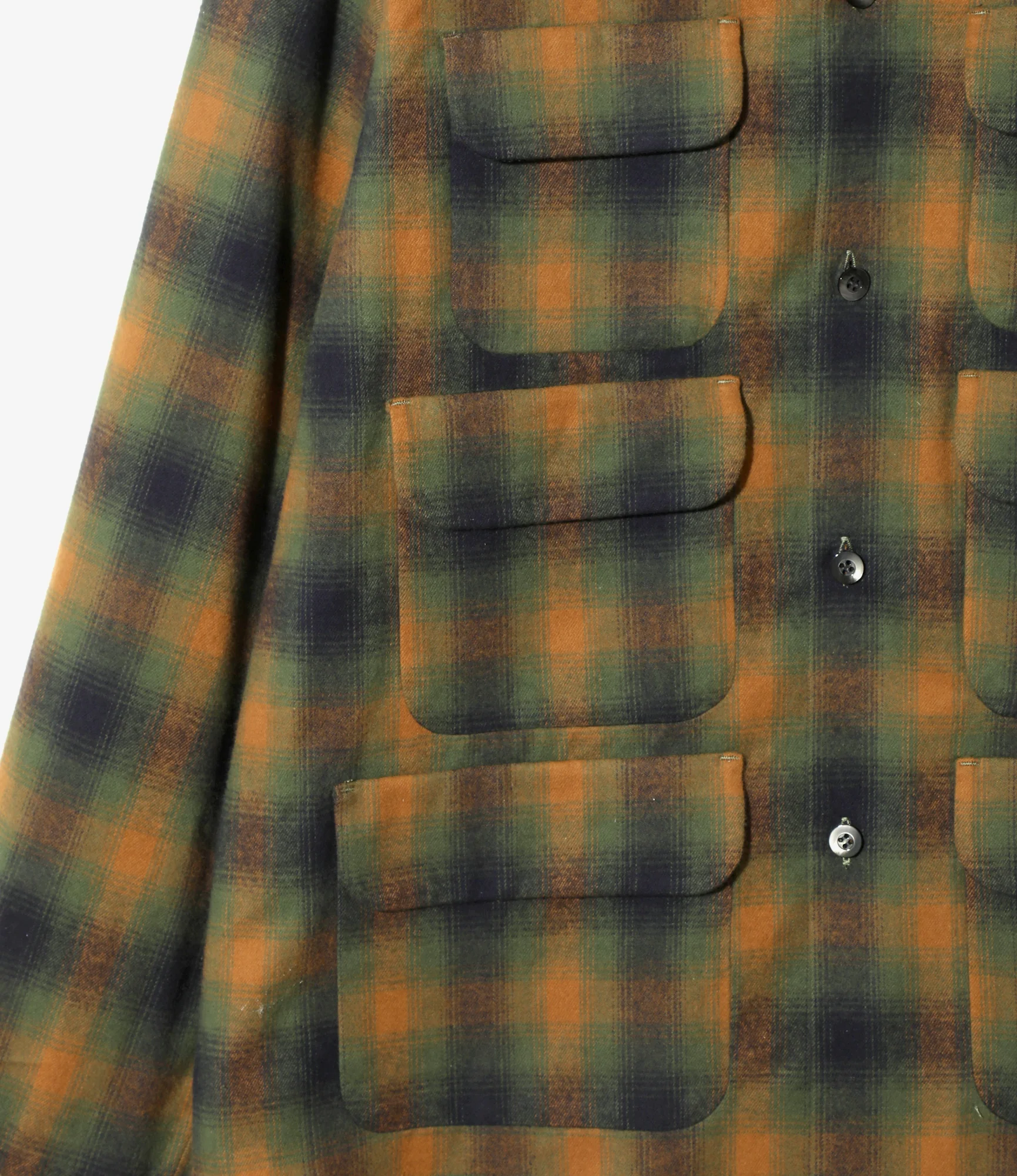 6 Pocket Shirt - Green - Cotton Plaid - Image 3
