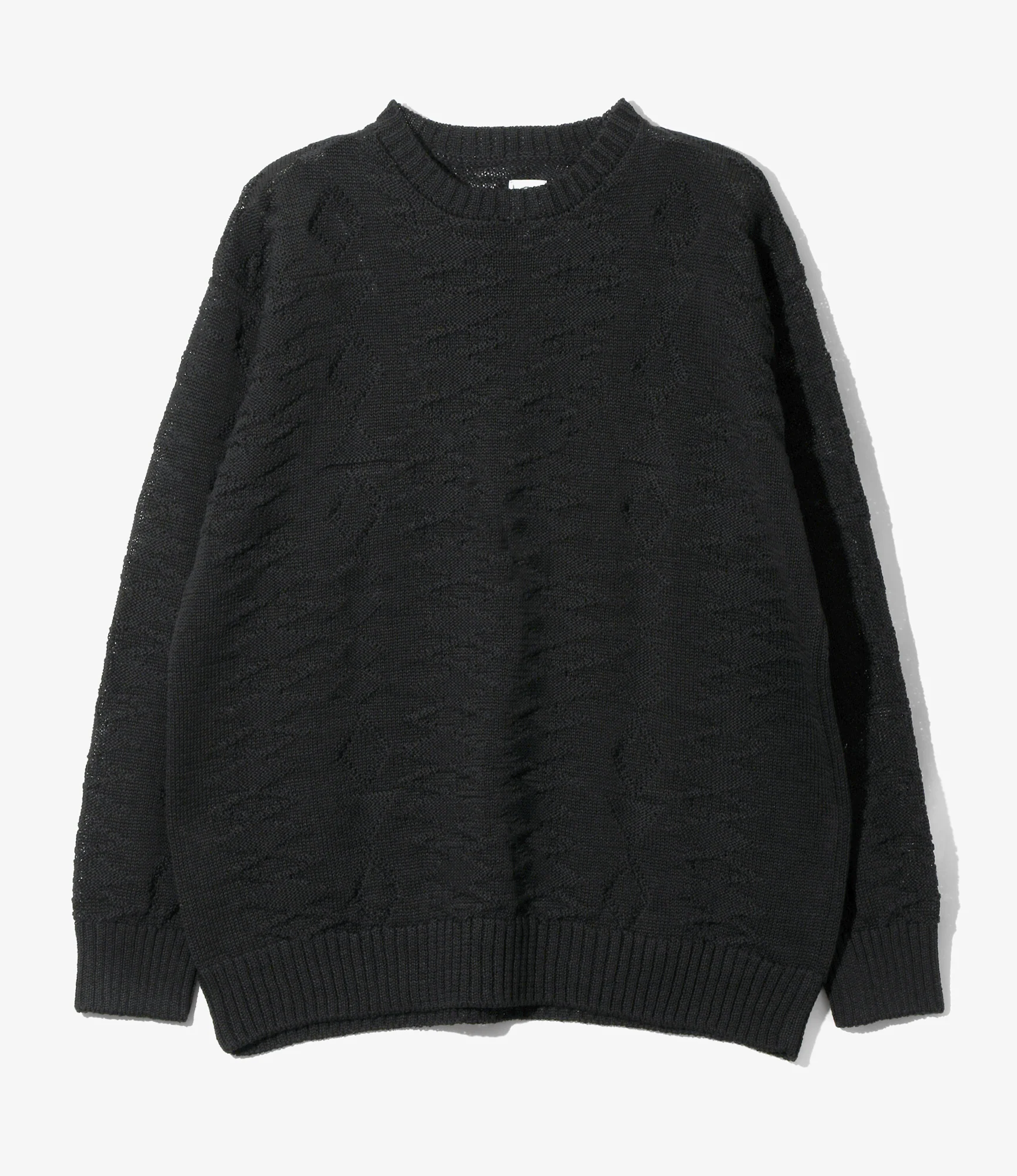 Crew Neck Sweater - Black - Native Pattern
