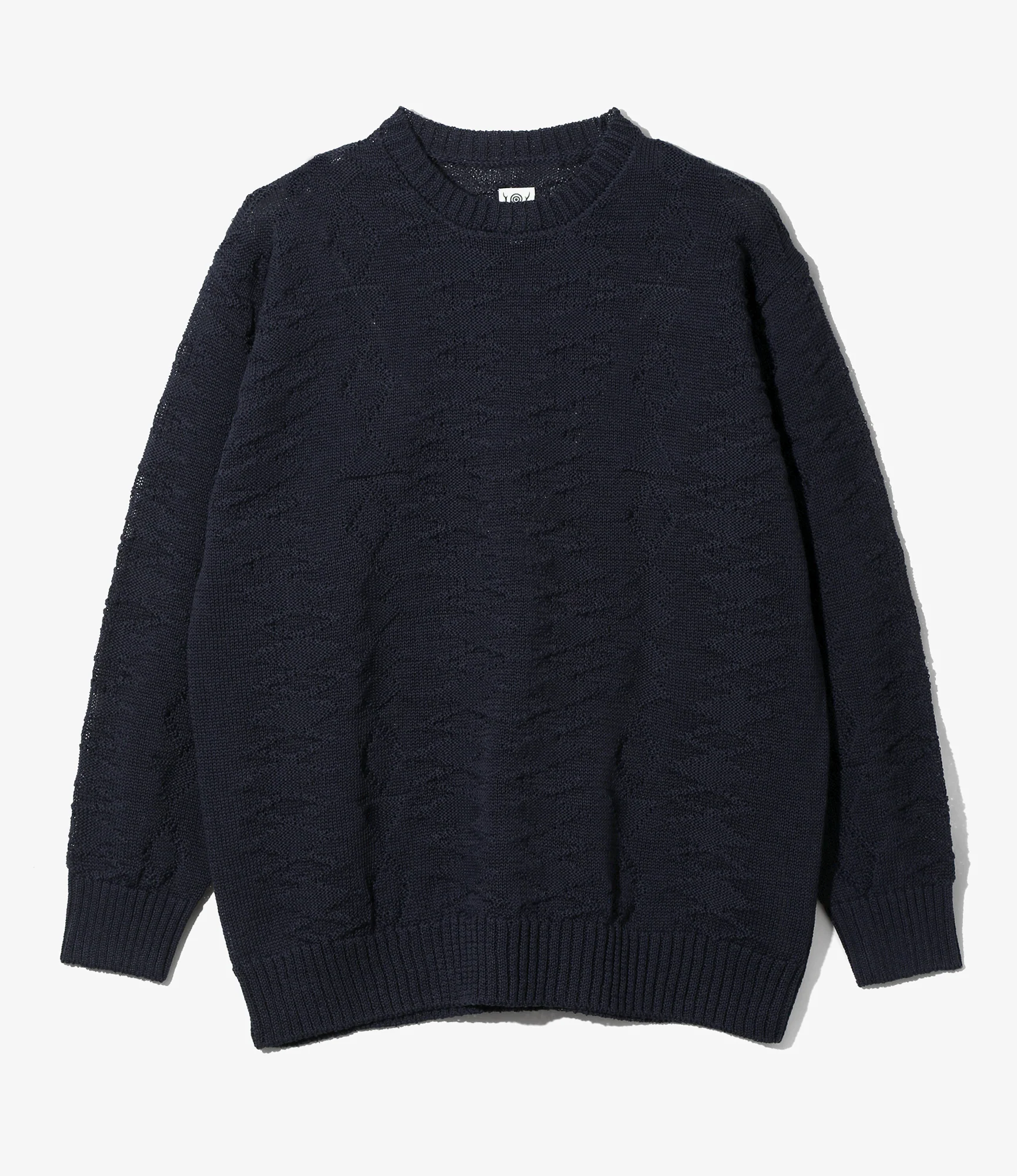 Crew Neck Sweater - Navy - Native Pattern
