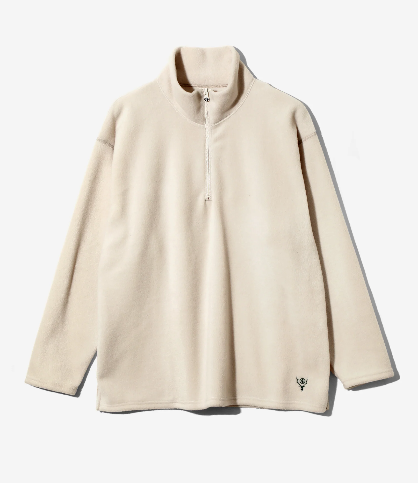 Half Zipped Shirt - Beige - Poly Fleece