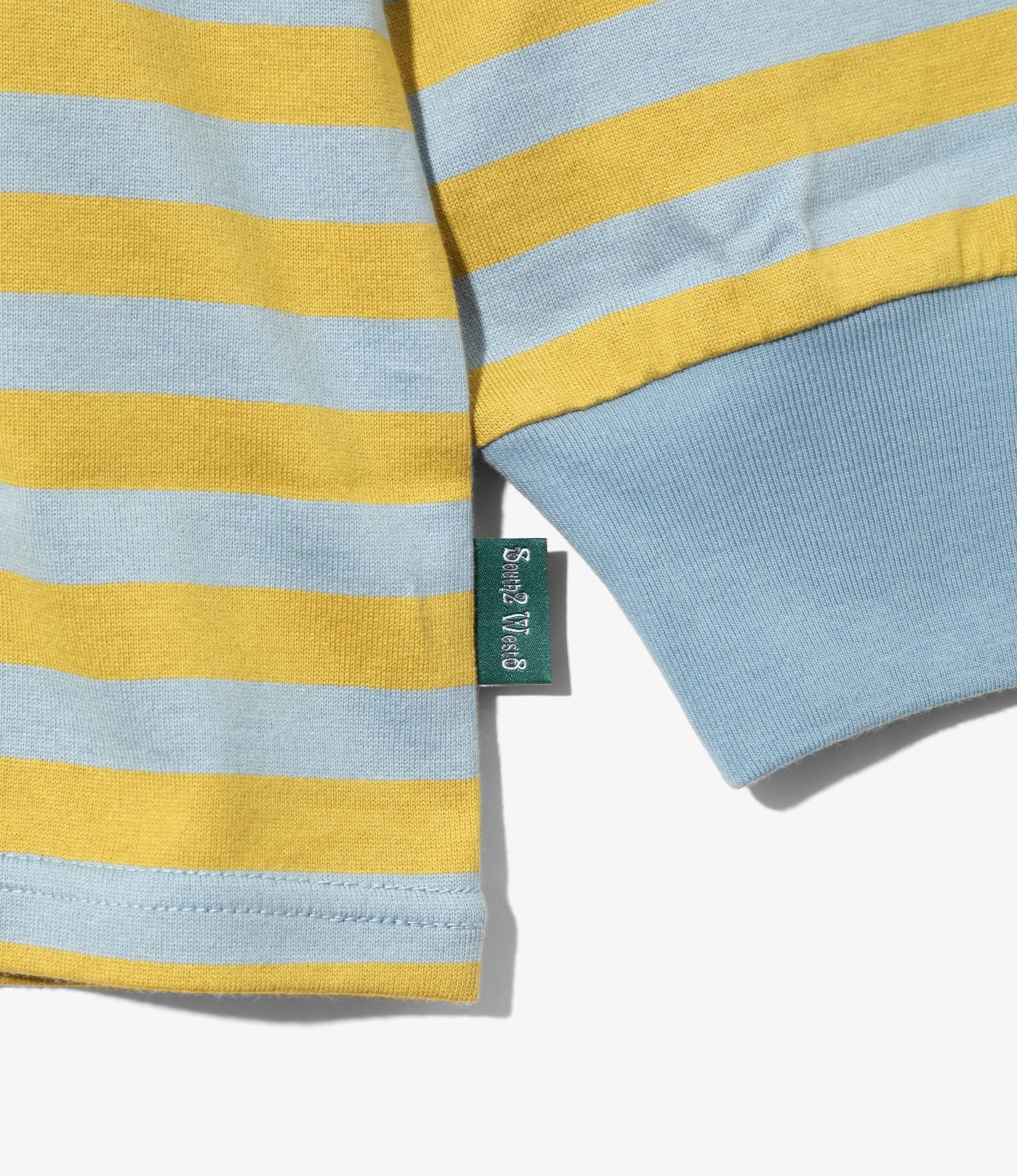 L/S Round Pocket Tee - Sax Blue - Cotton Stripe Jersey - Image 3