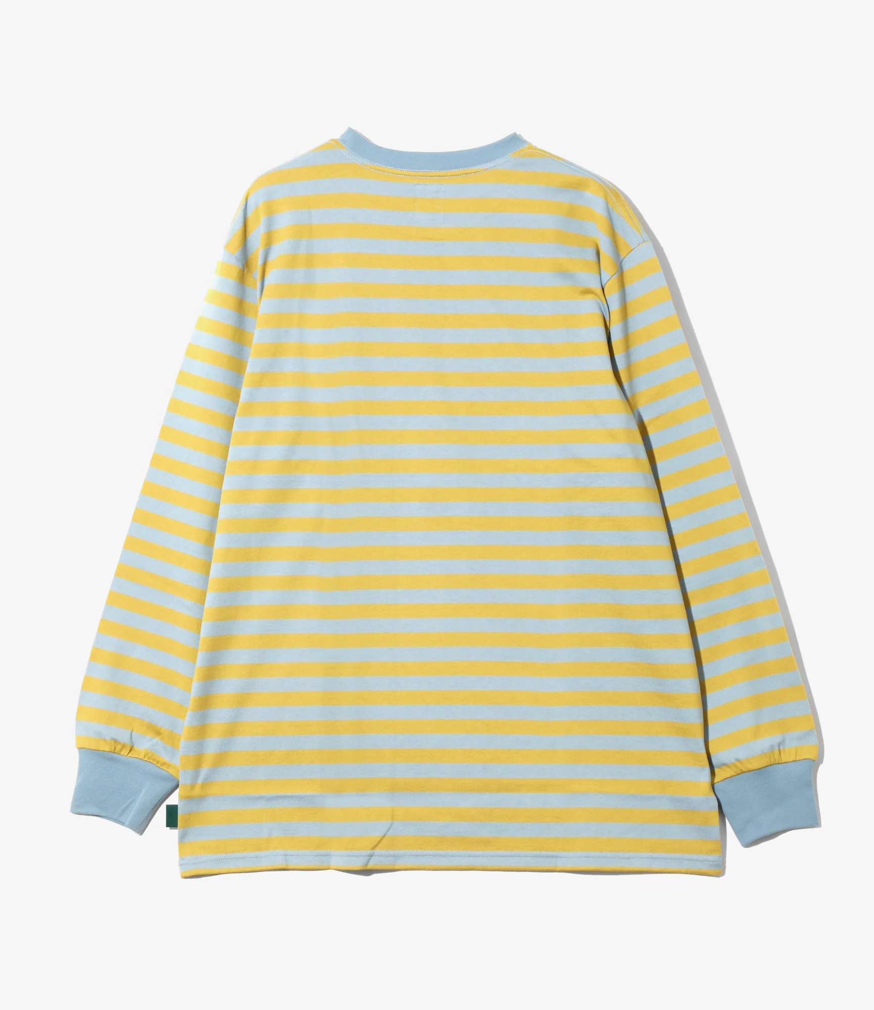 L/S Round Pocket Tee - Sax Blue - Cotton Stripe Jersey - Image 4