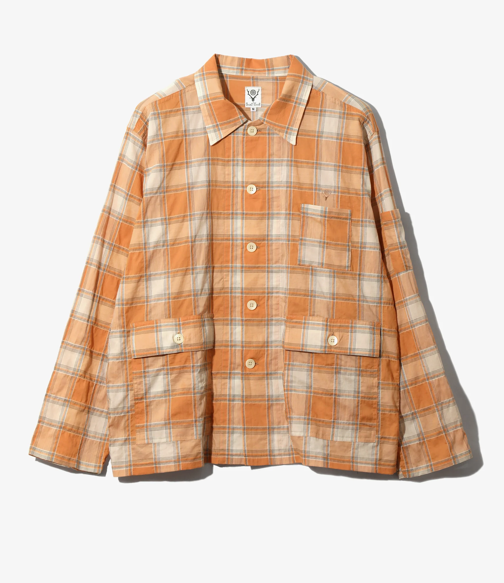 Ranger Shirt - Orange - Cotton Lawn Shirring / Plaid