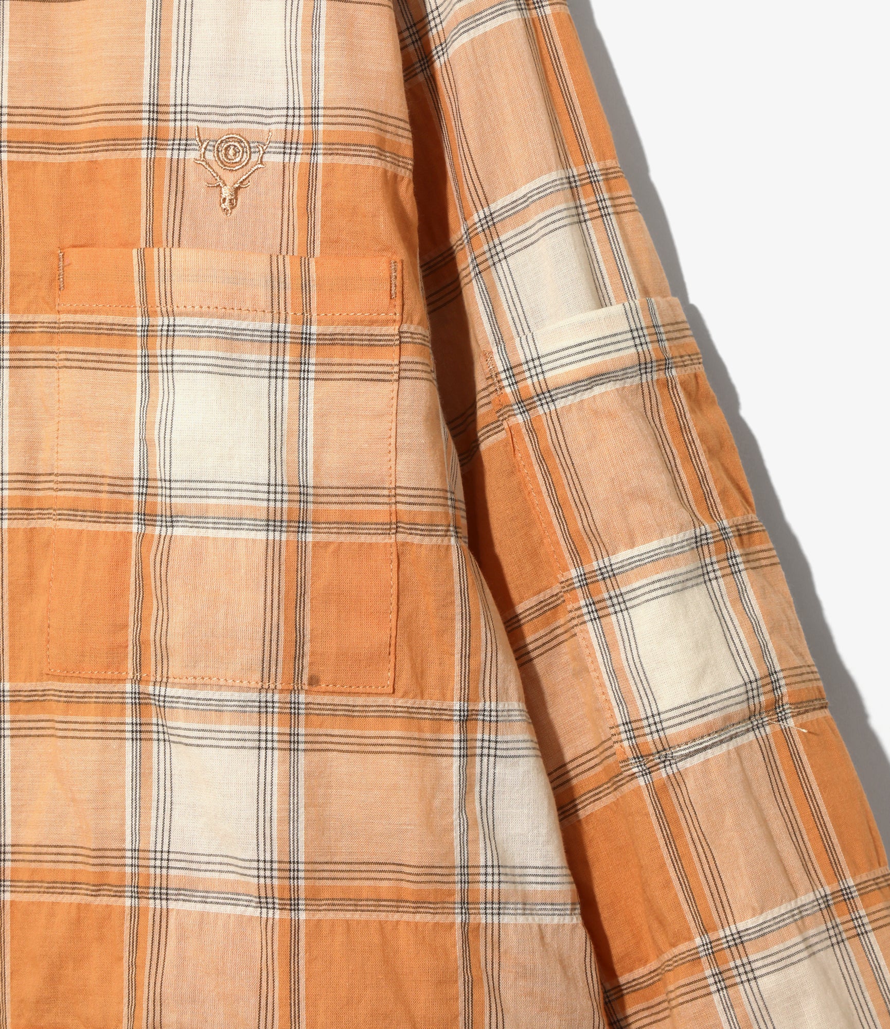 Ranger Shirt - Orange - Cotton Lawn Shirring / Plaid - Image 2
