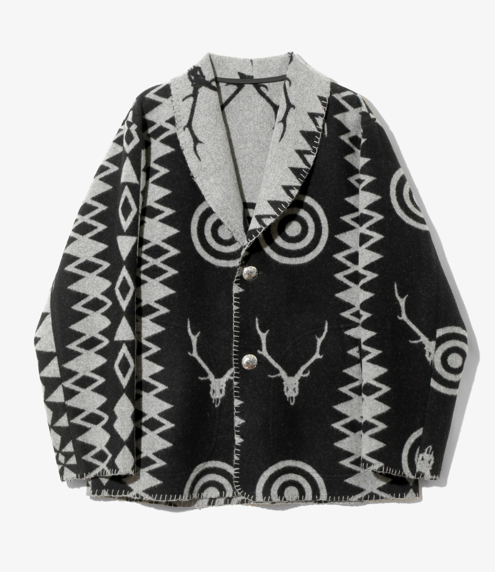 Shawl Collar Jacket - Grey - W/CA Blanket