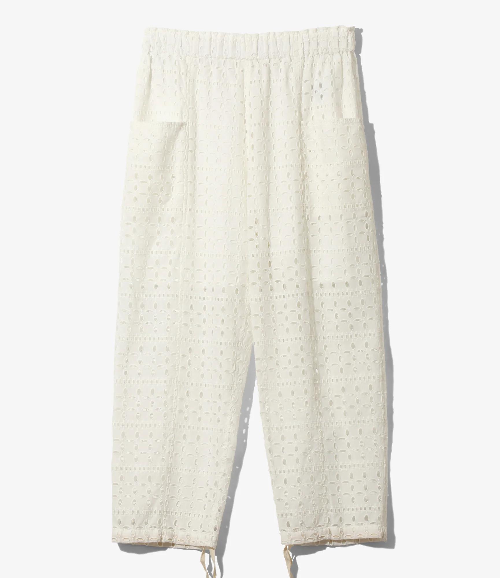 Women's Army String Pant - White - Cutwork Embroidery