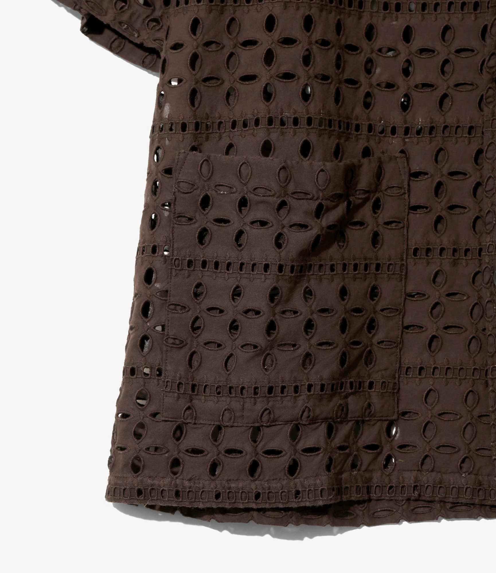 Women's Cabana Shirt - Dk.Brown - Cutwork Embroidery - Image 3