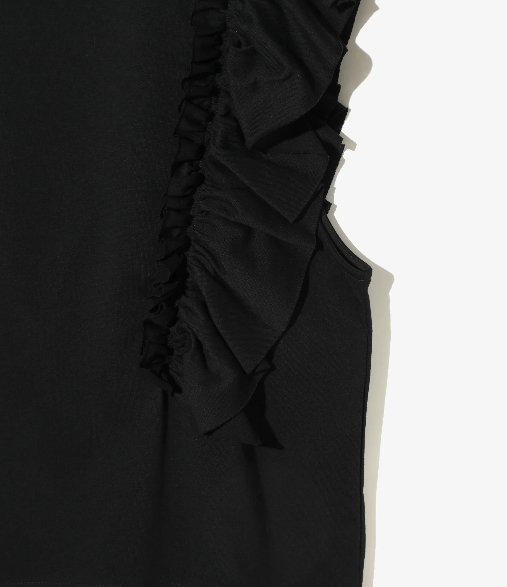 Swallow Asymmetric Frill Sleeve Top - Black - Image 2