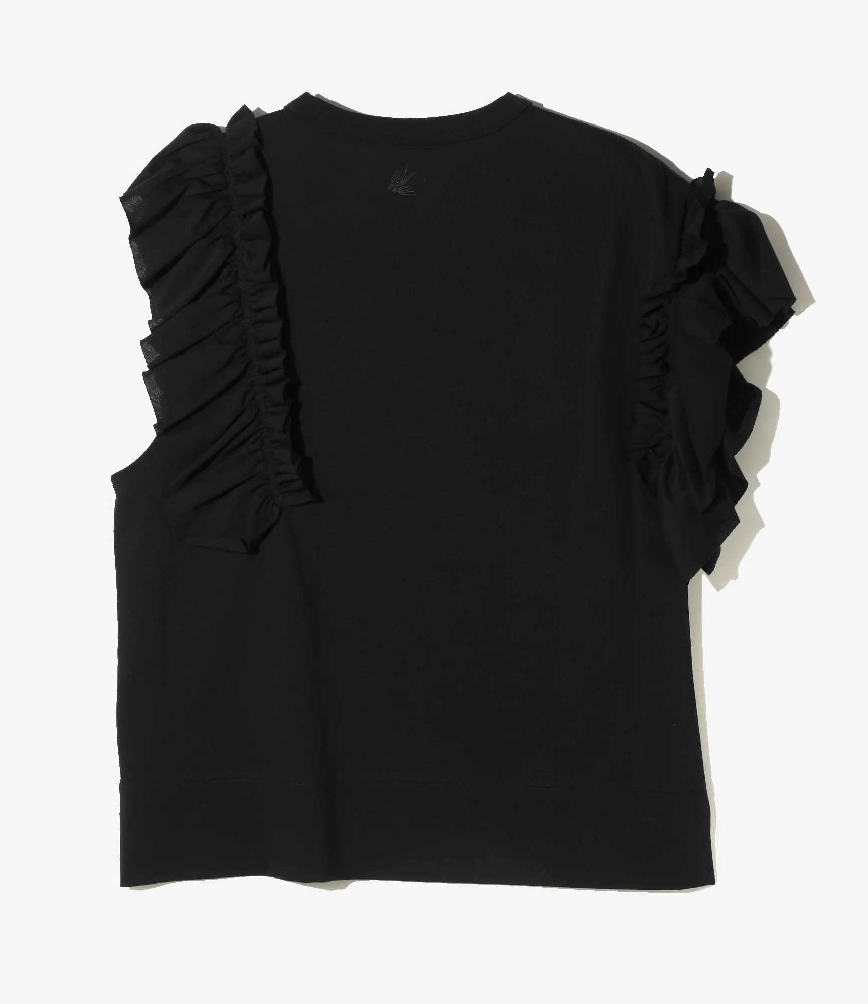 Swallow Asymmetric Frill Sleeve Top - Black - Image 3