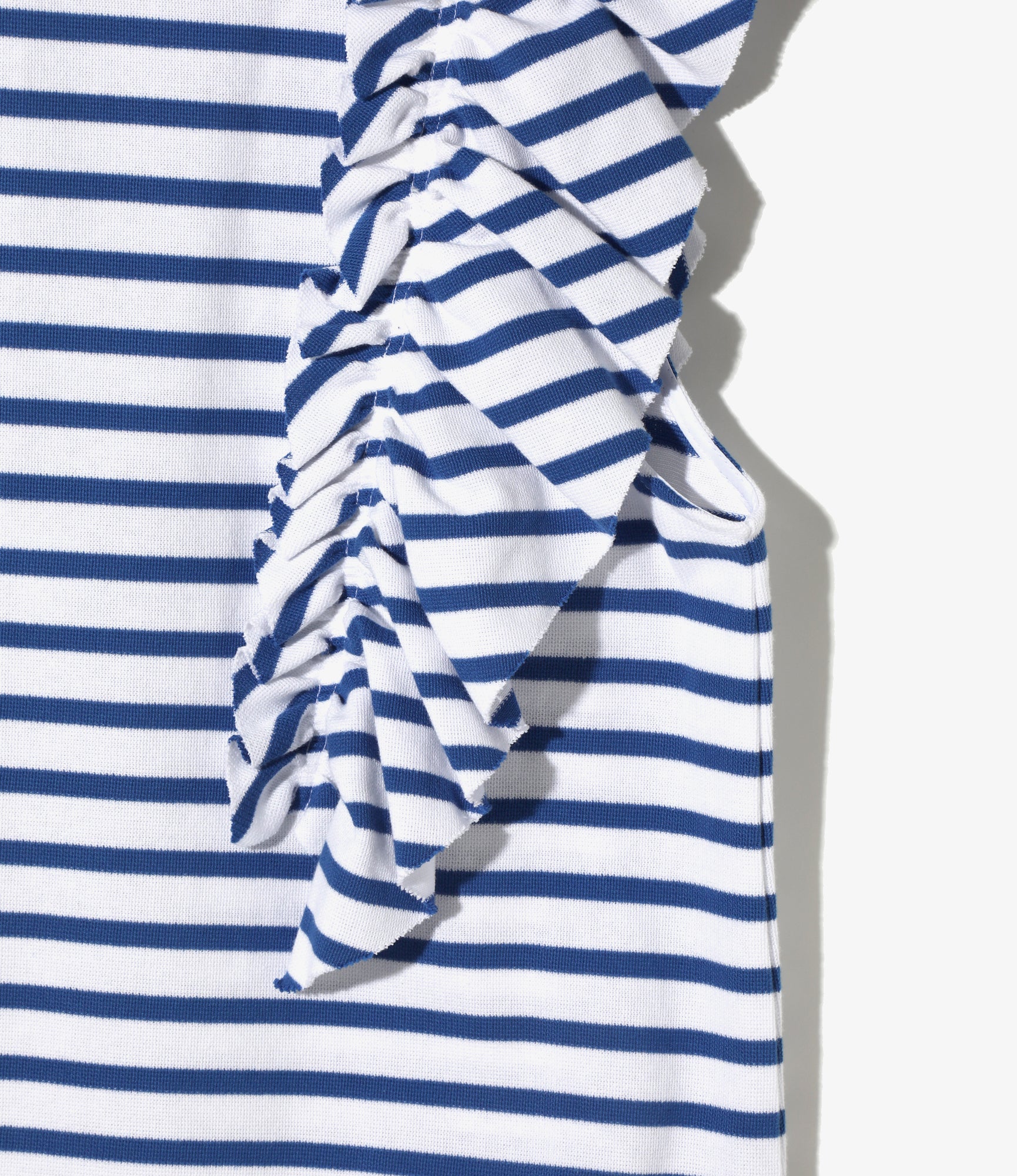 Swallow Asymmetric Frill Sleeve Top - Stripe - Image 2
