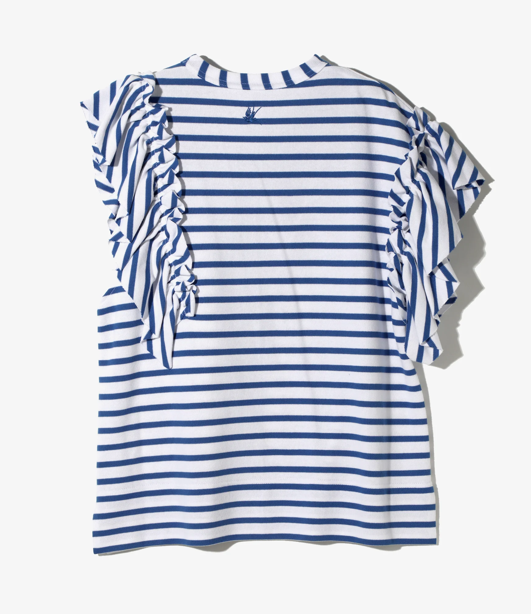 Swallow Asymmetric Frill Sleeve Top - Stripe - Image 3