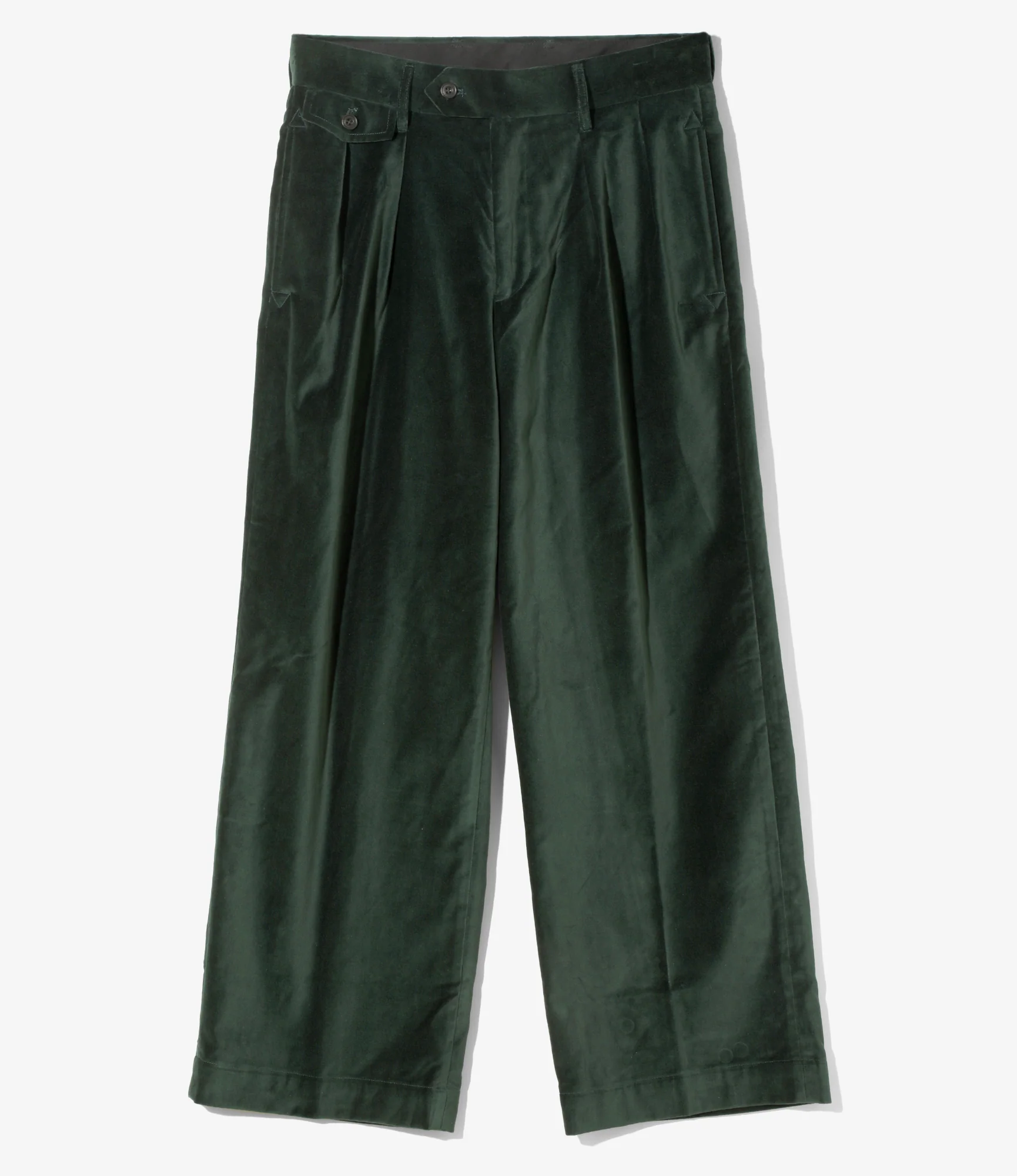Tacked Baggy Trouser - Dk. Green - Velveteen