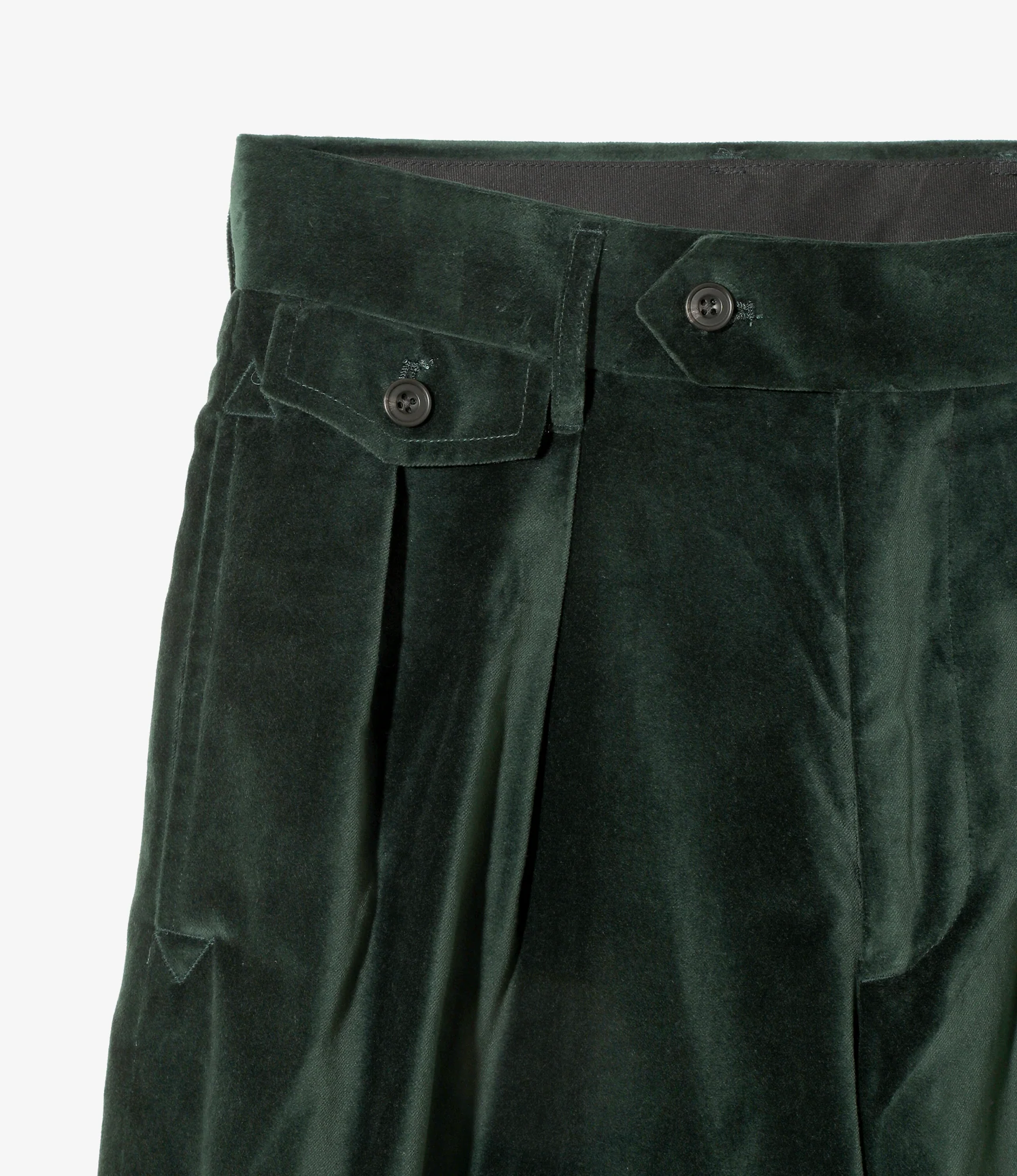Tacked Baggy Trouser - Dk. Green - Velveteen - Image 2