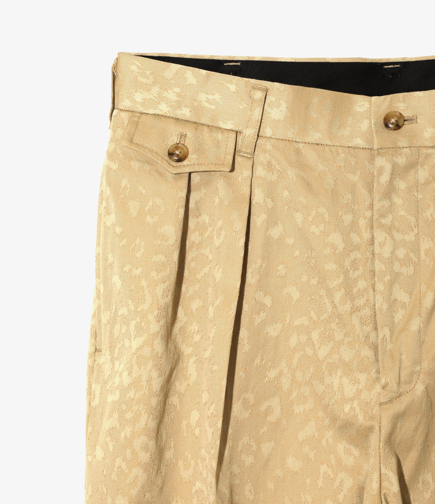 Tucked Trouser - Khaki - Cotton Leopard Jq - Image 2