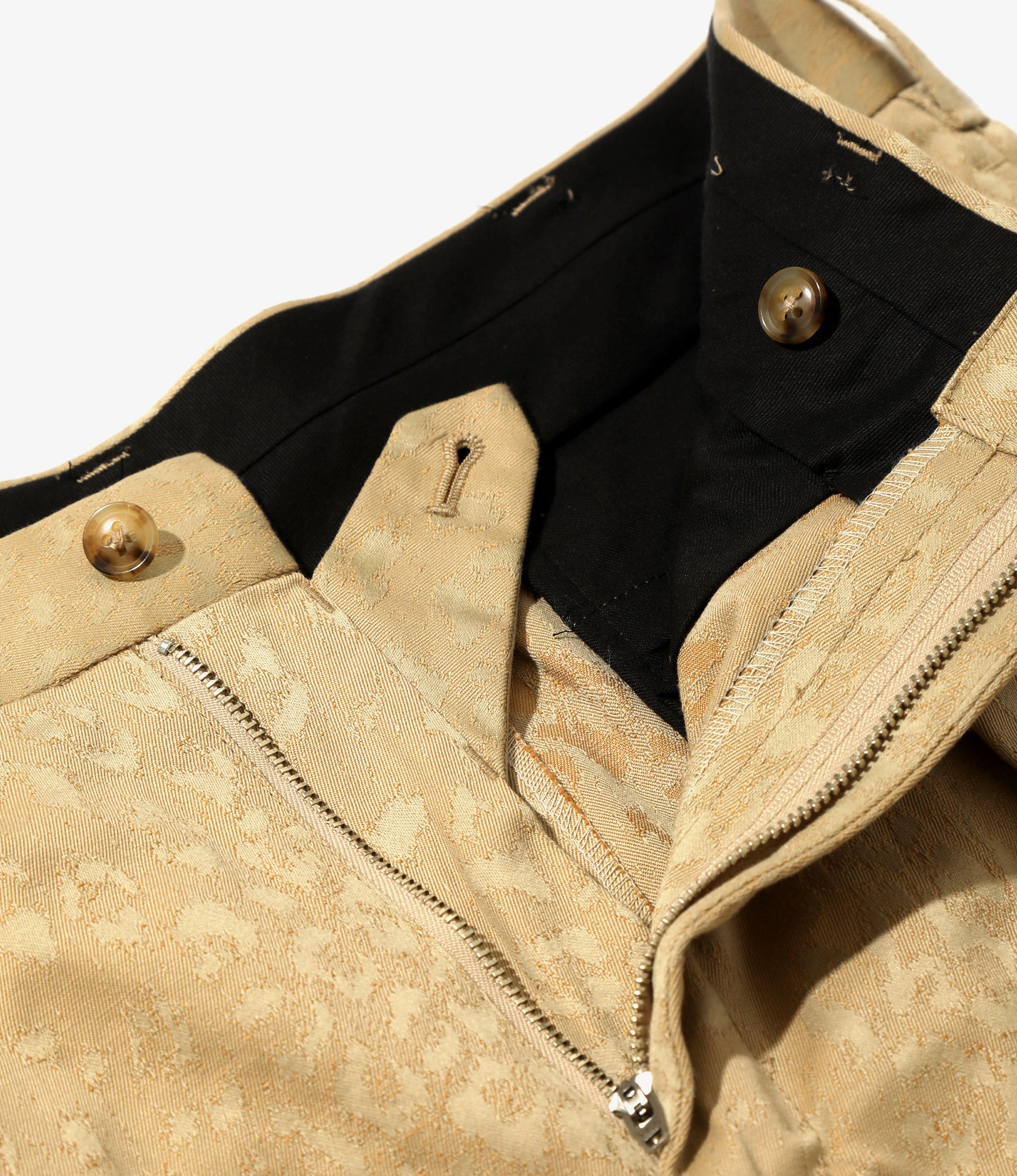 Tucked Trouser - Khaki - Cotton Leopard Jq - Image 3