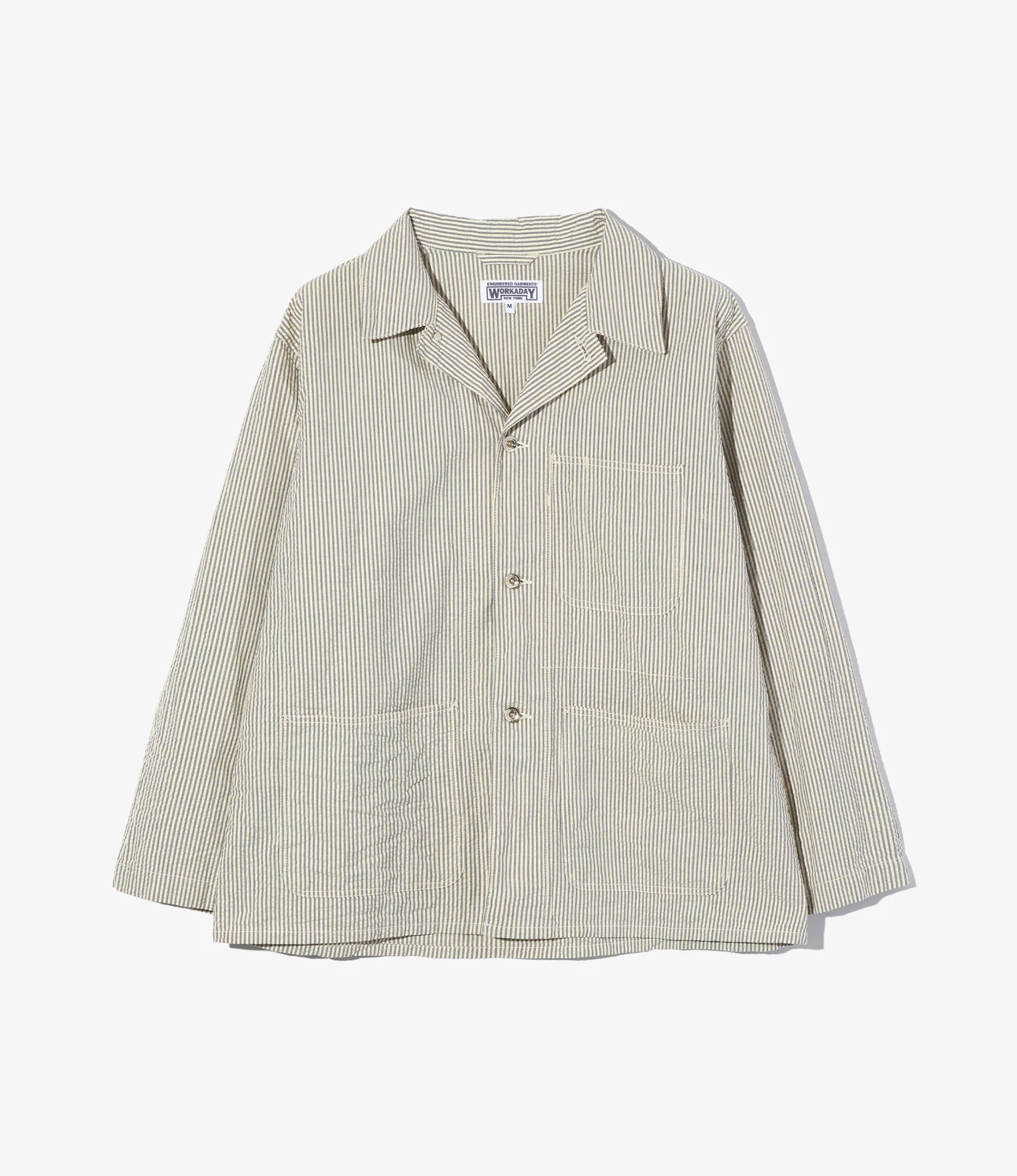 Utility Jacket - Navy/Natural Cotton Seersucker