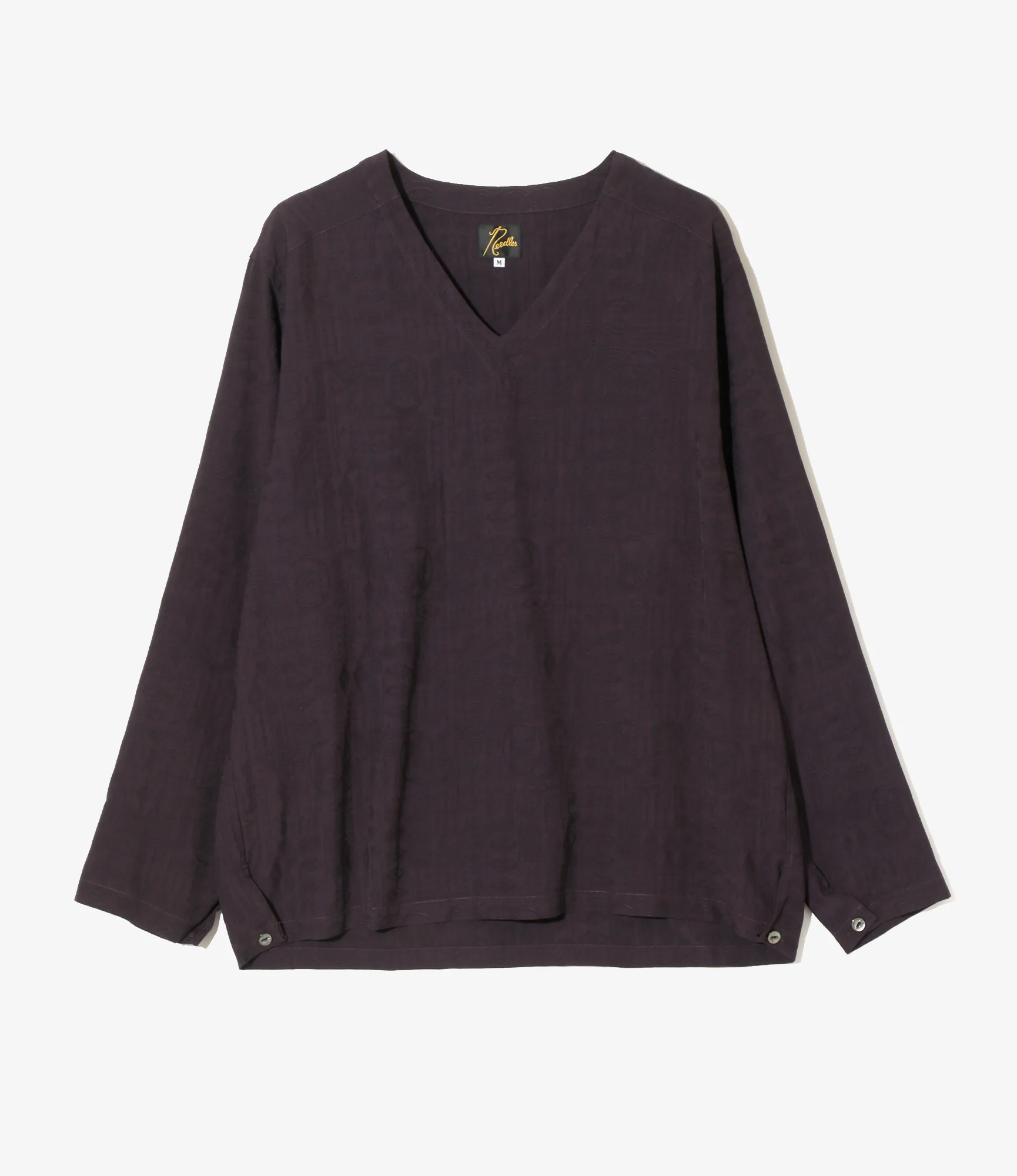 V-Neck Pullover - Purple - Rayon Fine Pattern Jacquard