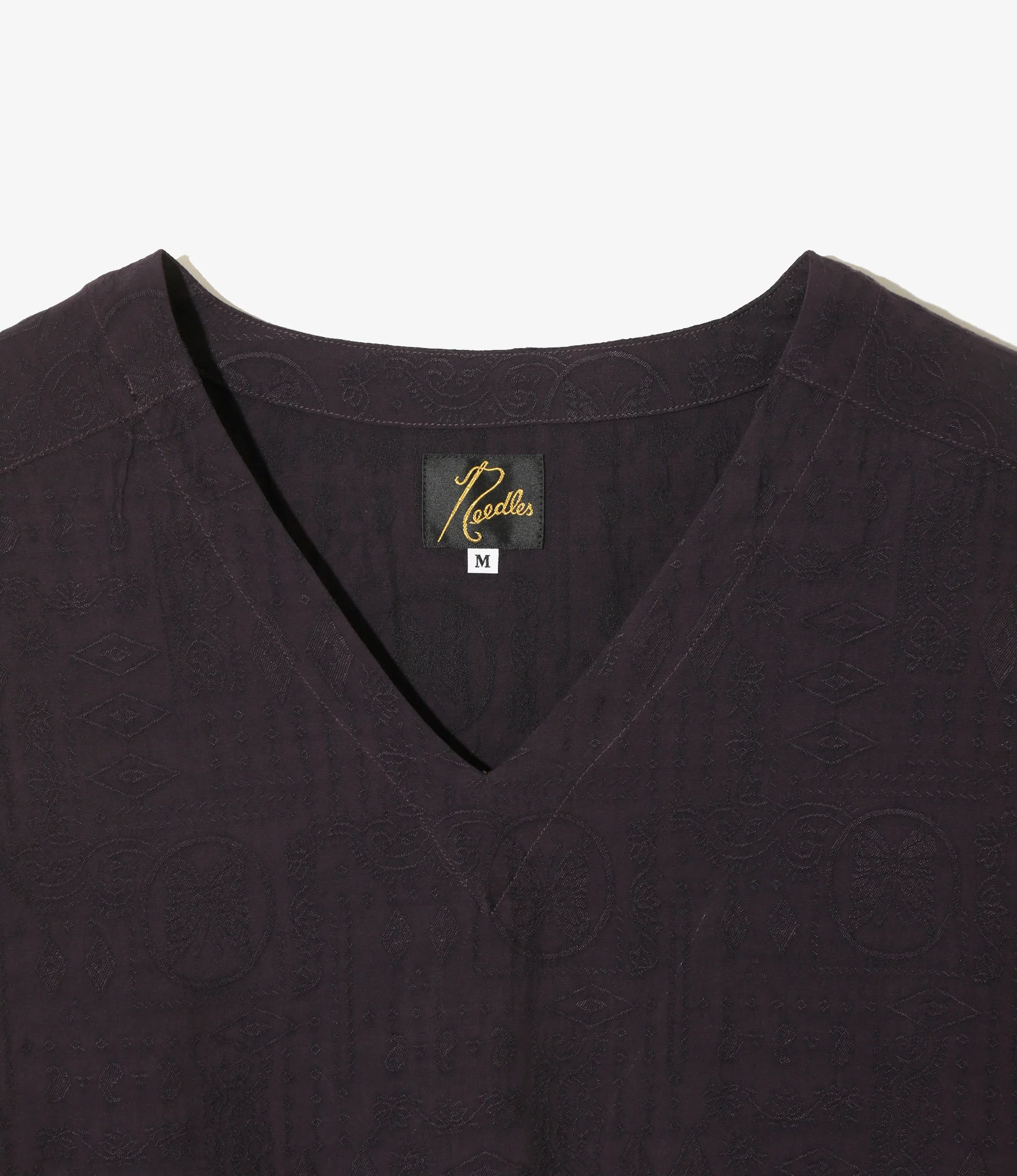 V-Neck Pullover - Purple - Rayon Fine Pattern Jacquard - Image 2