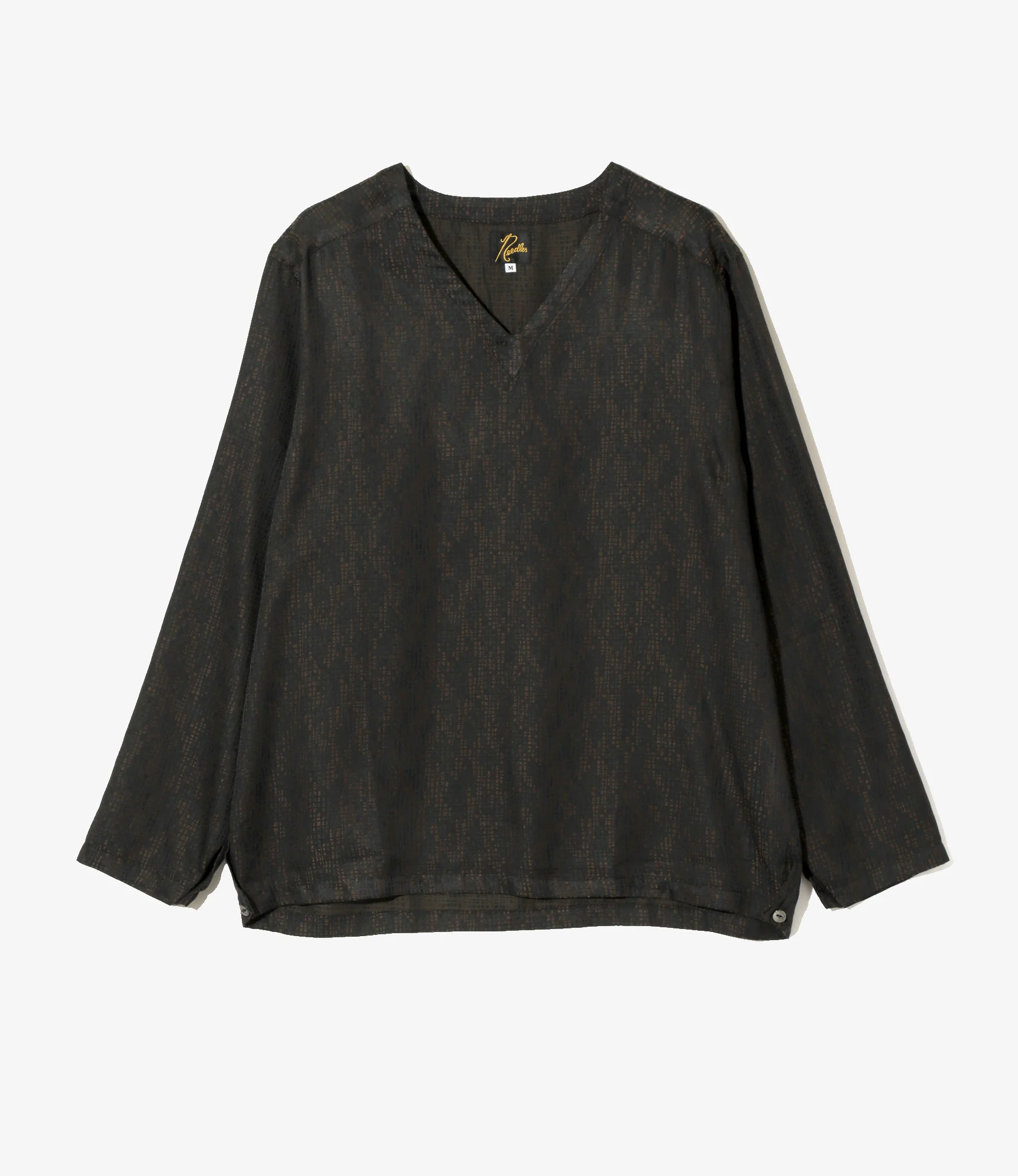V-Neck Pullover Shirt - Blue - Tiny Square jacquard