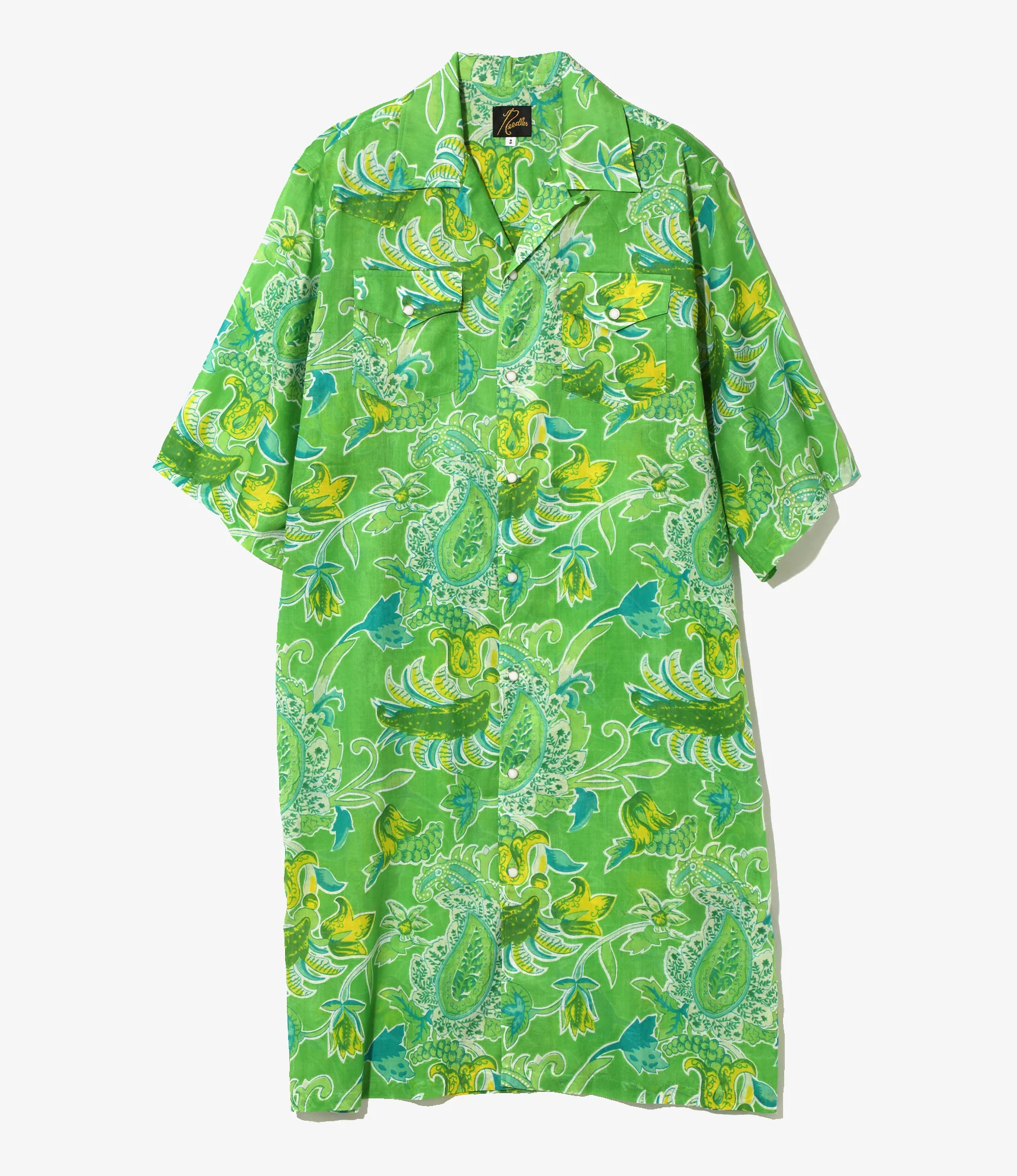 Western Shirt Dress - Green - Printed Cotton Lawn / Floral
