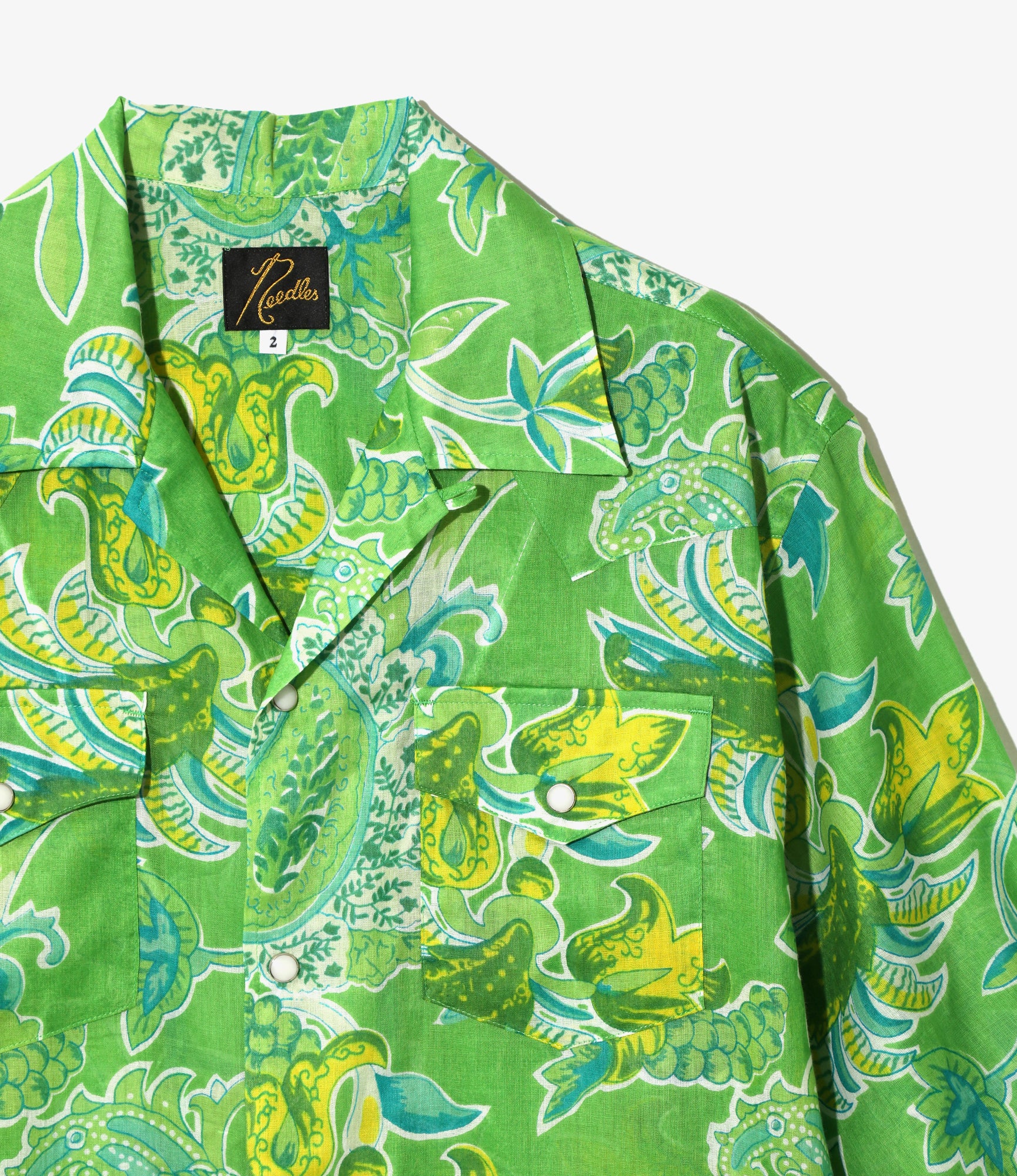Western Shirt Dress - Green - Printed Cotton Lawn / Floral - Image 2