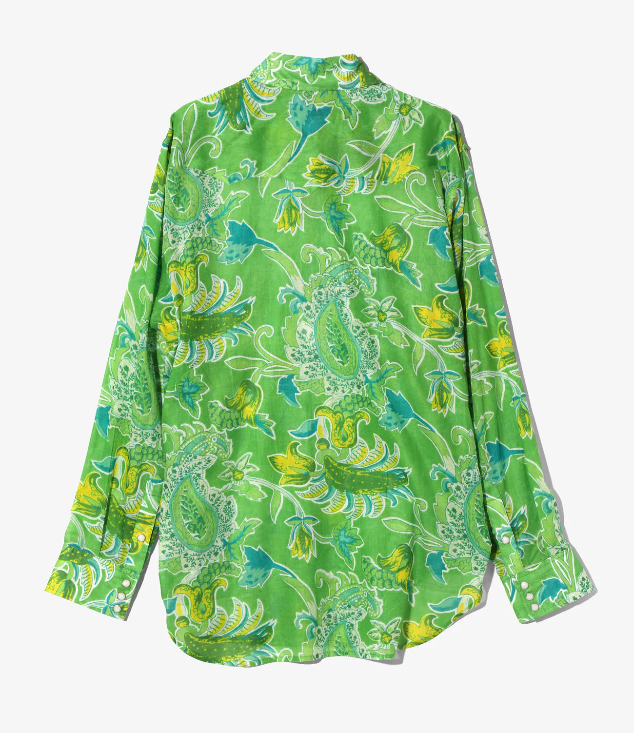 Western Shirt - Green - Printed Cotton Lawn / Floral - Image 4