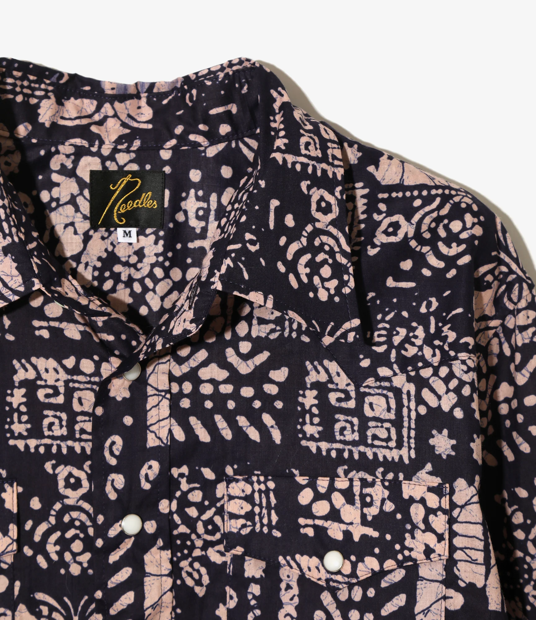 Western Shirt - Navy - Printed Cotton Lawn / Batik - Image 2