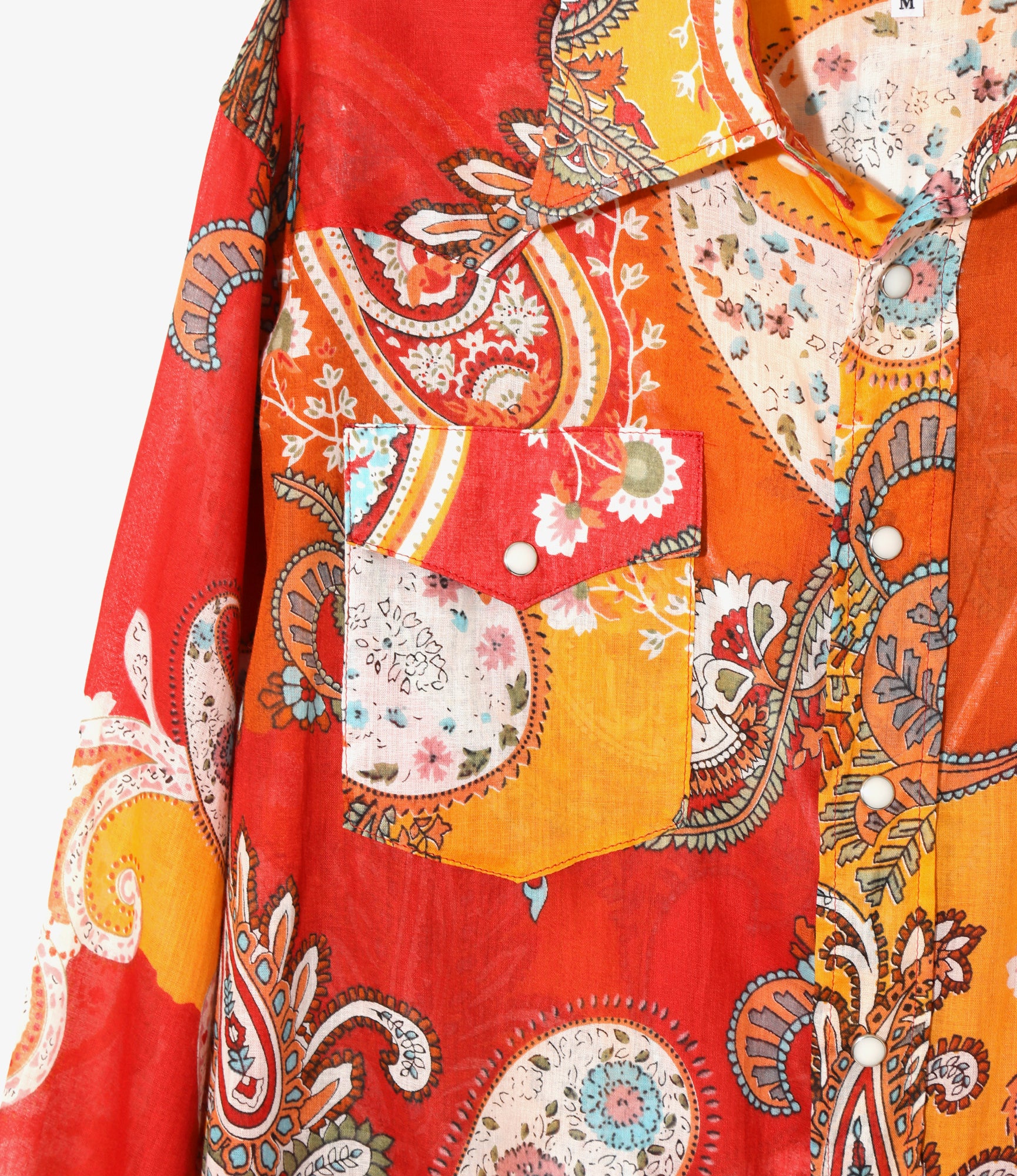 Western Shirt - Red - Printed Cotton Lawn / Floral - Image 3
