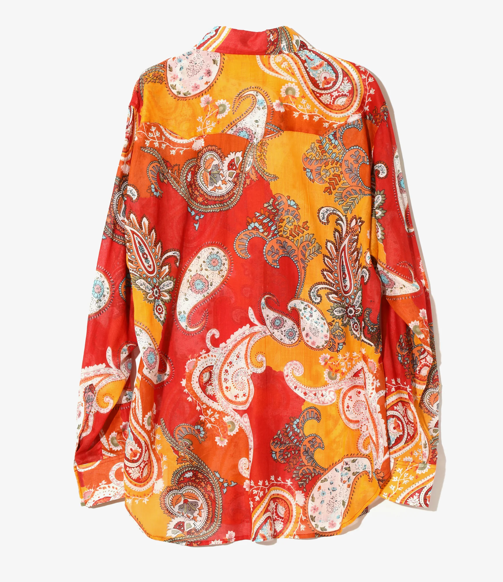 Western Shirt - Red - Printed Cotton Lawn / Floral - Image 4