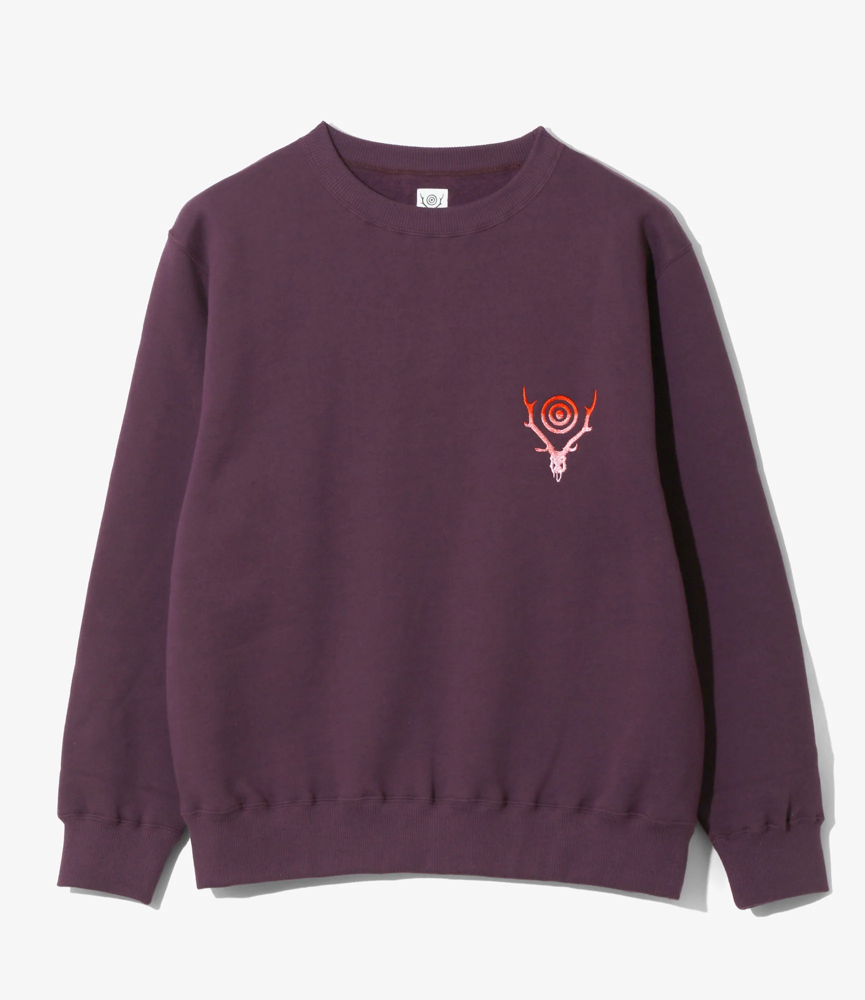 Women's Crew Neck Sweat Shirt - Purple - Cotton French Terry