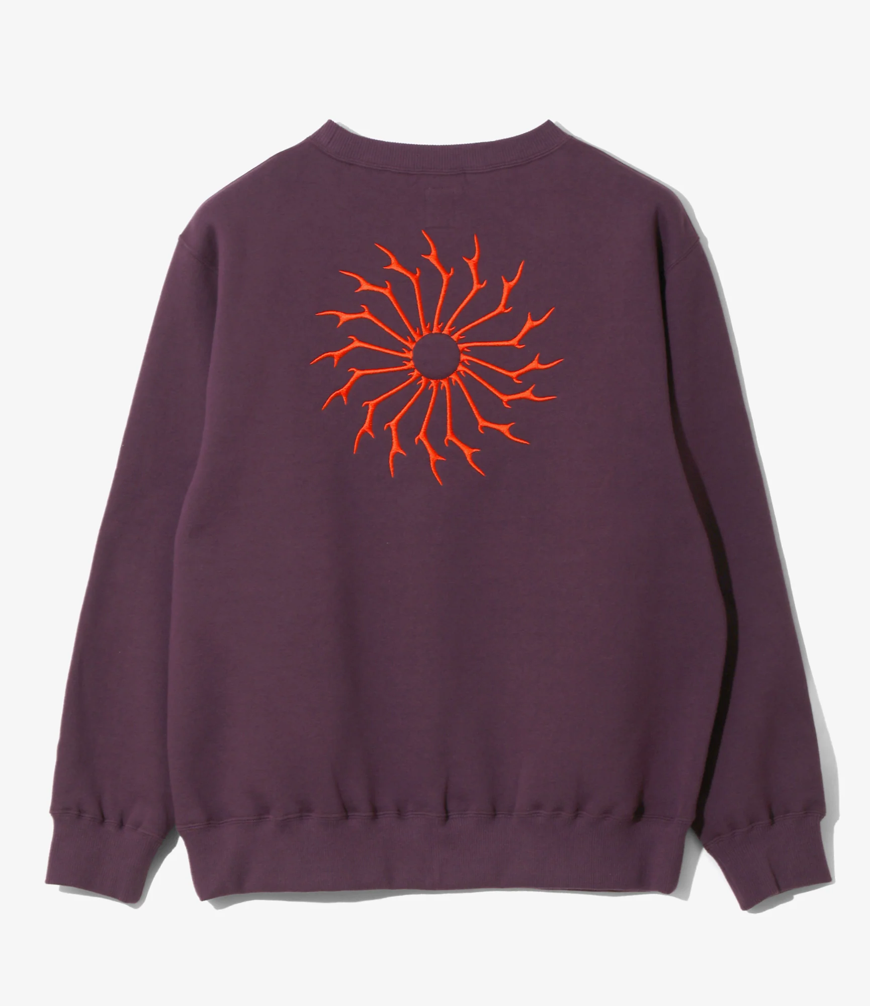 Women's Crew Neck Sweat Shirt - Purple - Cotton French Terry - Image 3