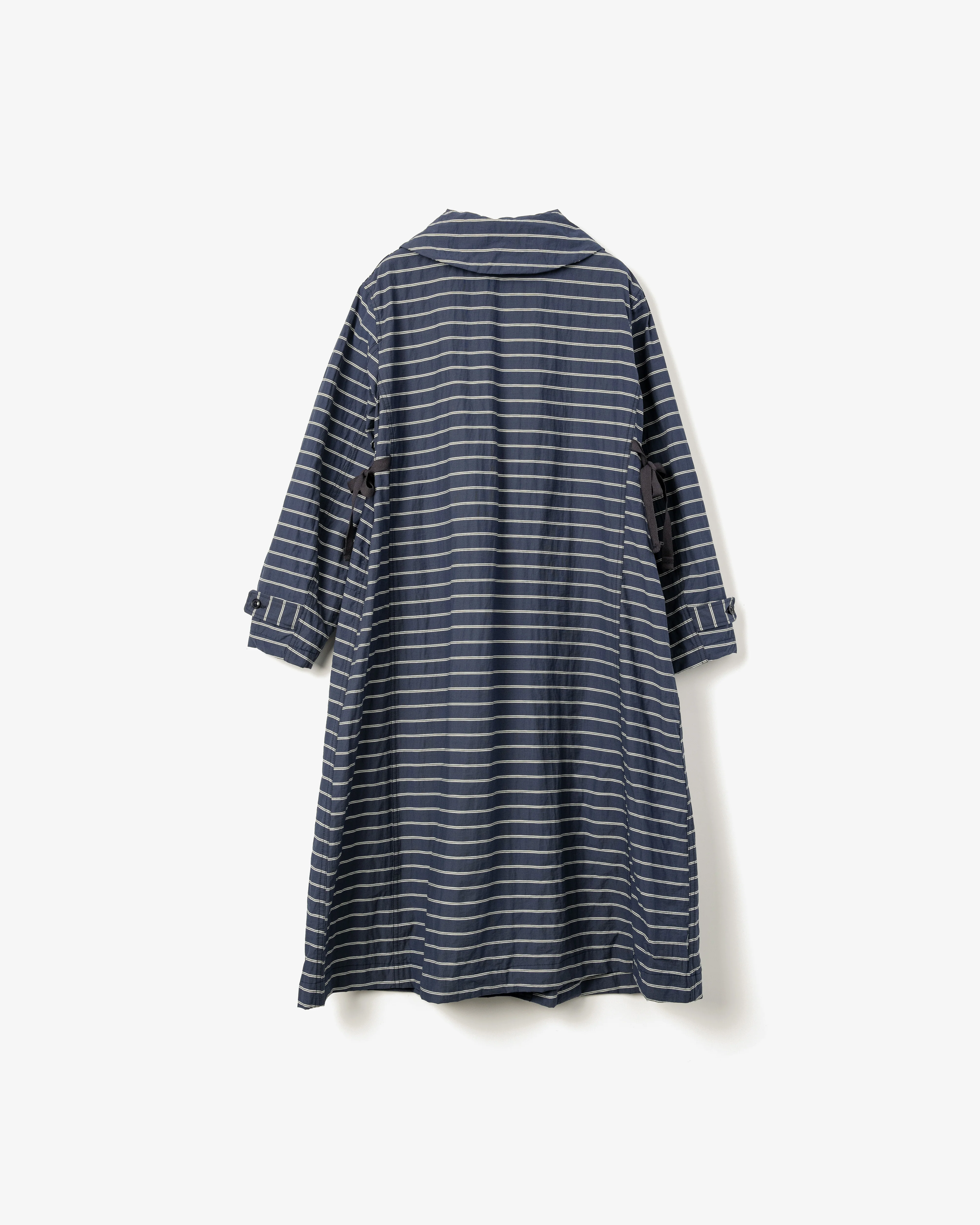 Women's Duffle Dress - Navy Narrow Stripe Viscose - Image 2